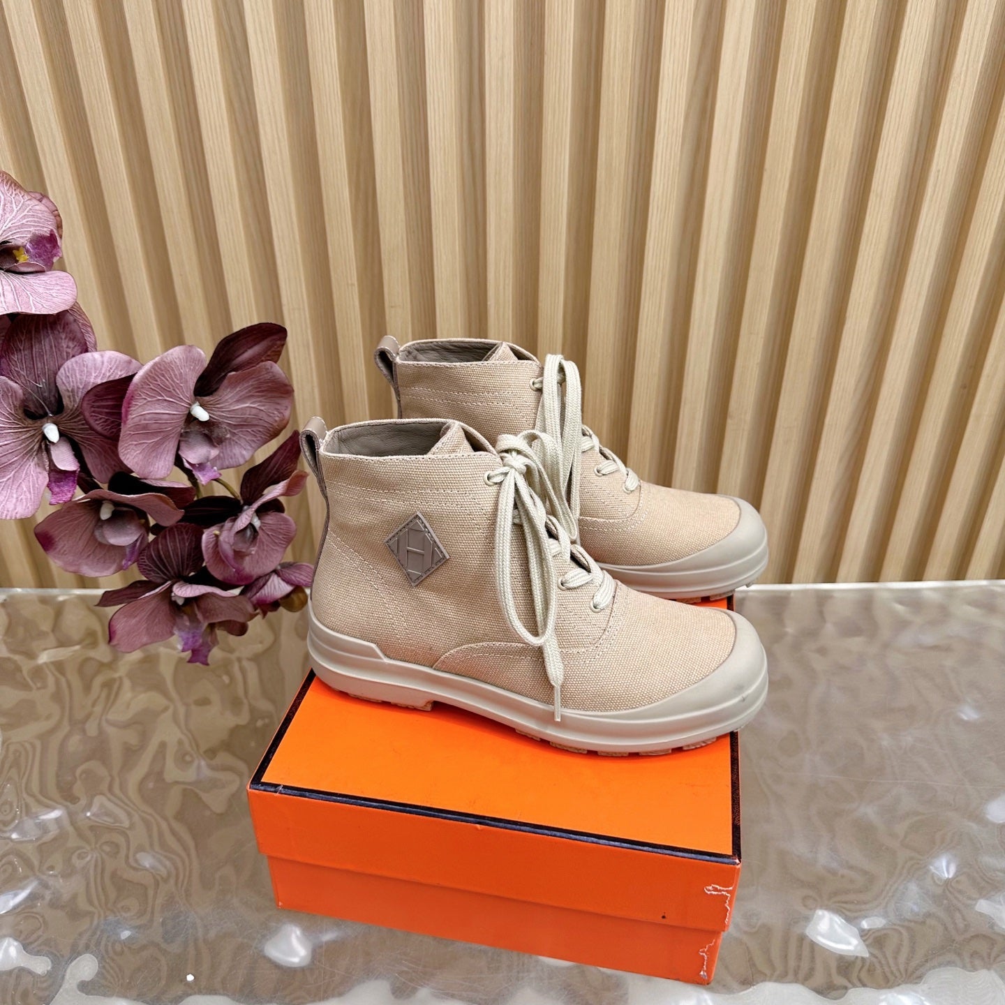 HM Kooler Ankle Boot Light Camel Canvas 498192