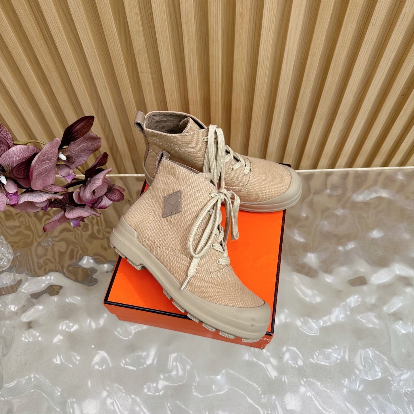 HM Kooler Ankle Boot Light Camel Canvas 498192