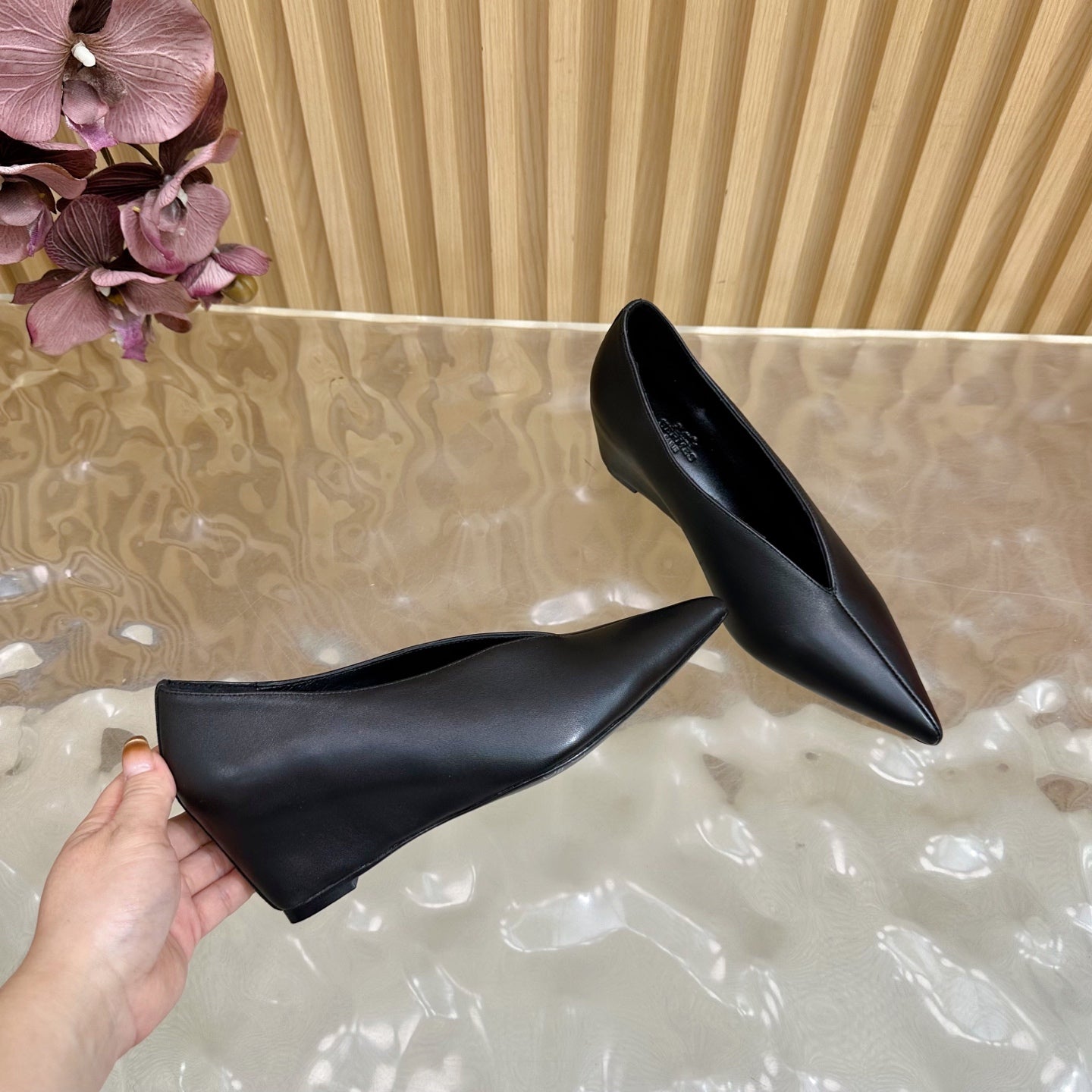 HM Louna 55 Pump 50mm Black Sheepskin 498200