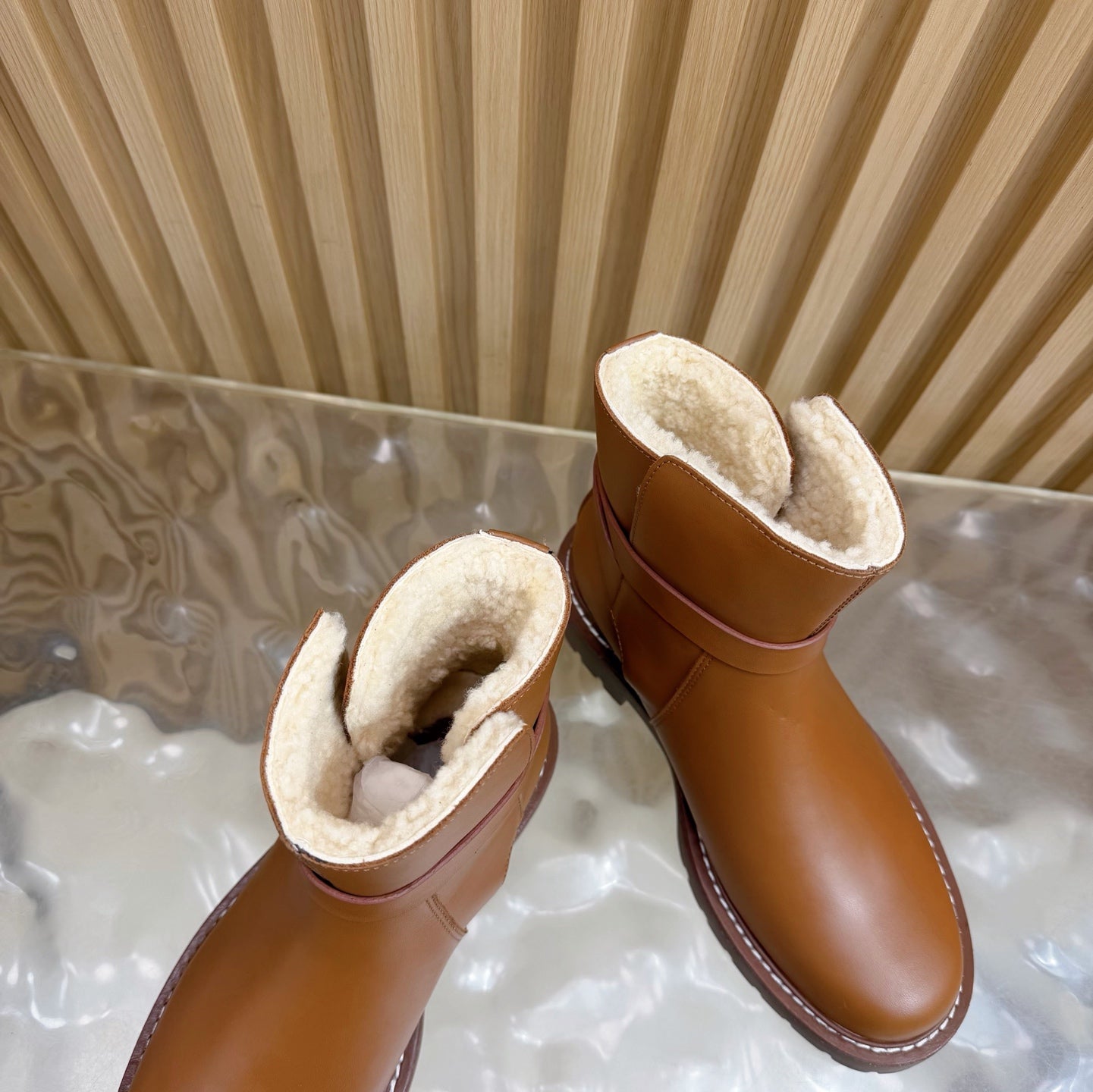 HM Jeff Ankle Boots Brown Nappa Leather Shearling 537933