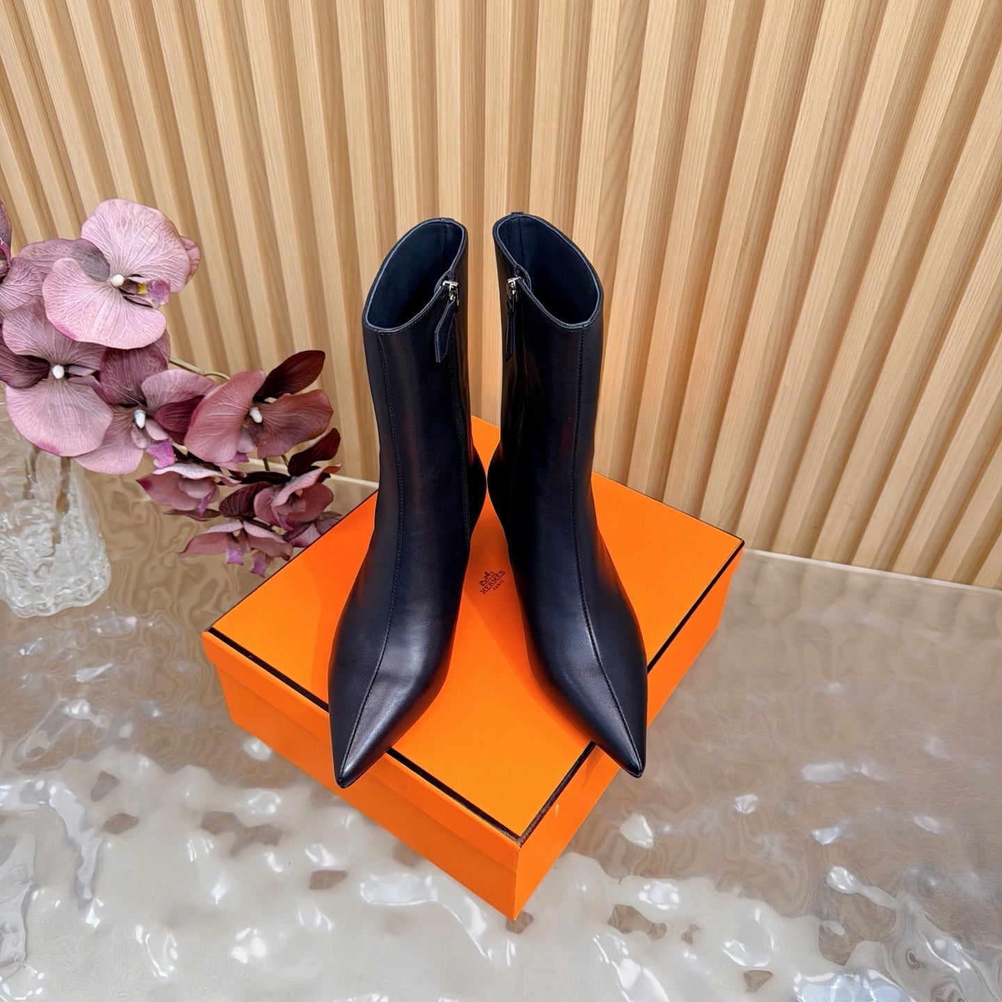 HM Leonie Ankle Boots 7cm Black Sheepskin 589201