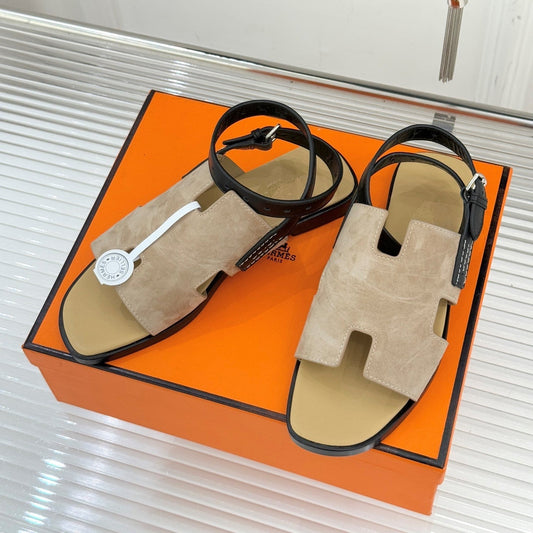 HM Maya Sandal  Dark Khahi Suede Leather 642794