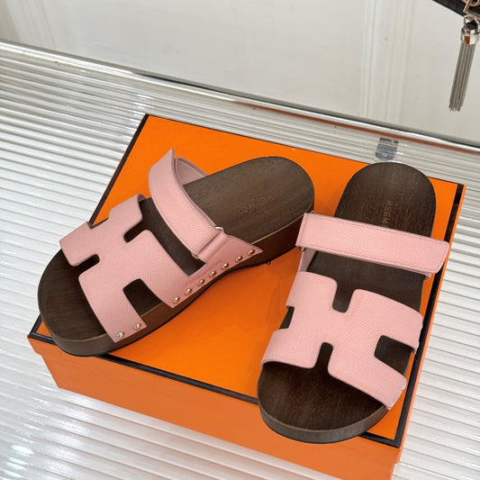 HM 26s Kos Clog 40 Pink Calfskin Dark Wood 675688