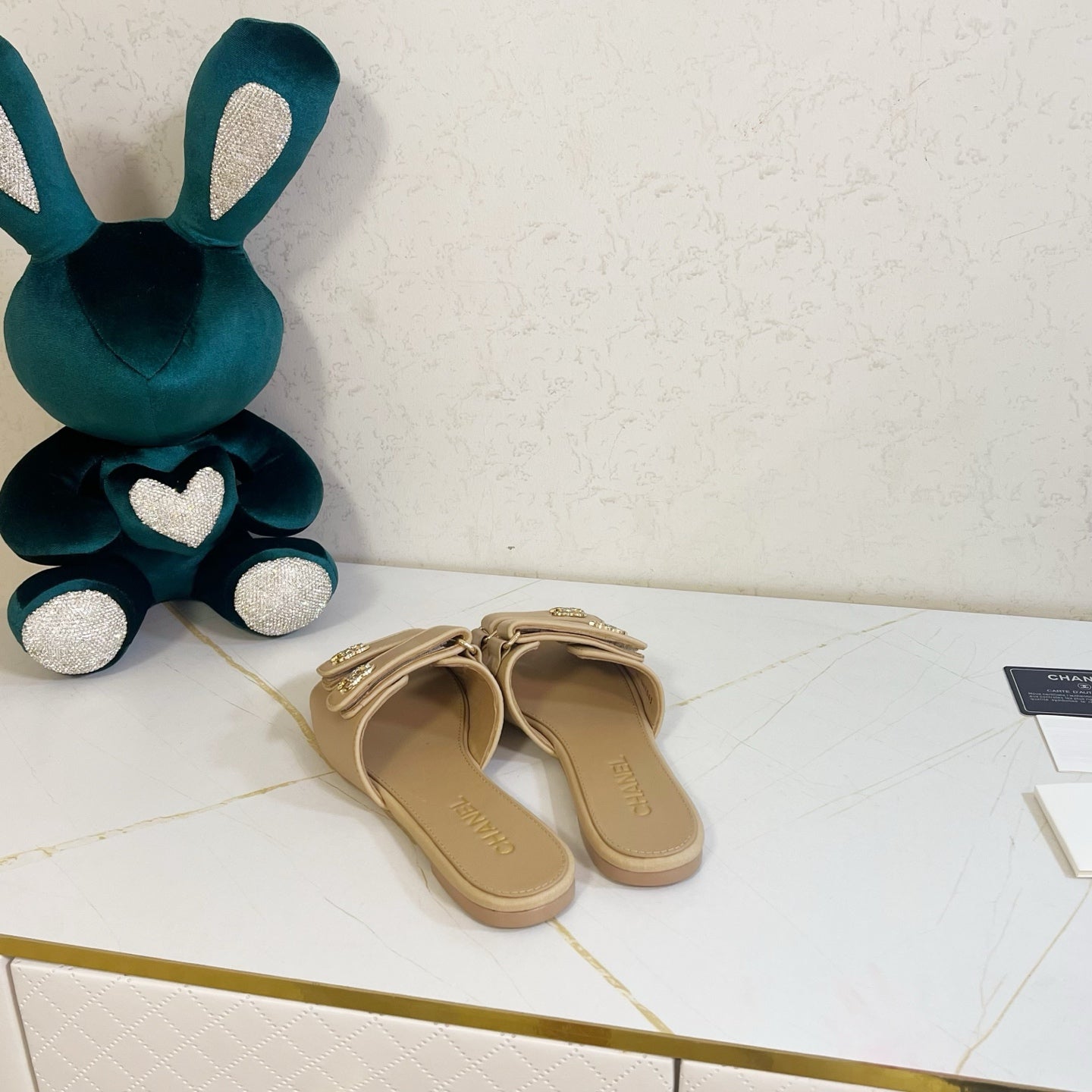 Chanel 2026 Velcro Mules CC Gold Logo Leather 779356