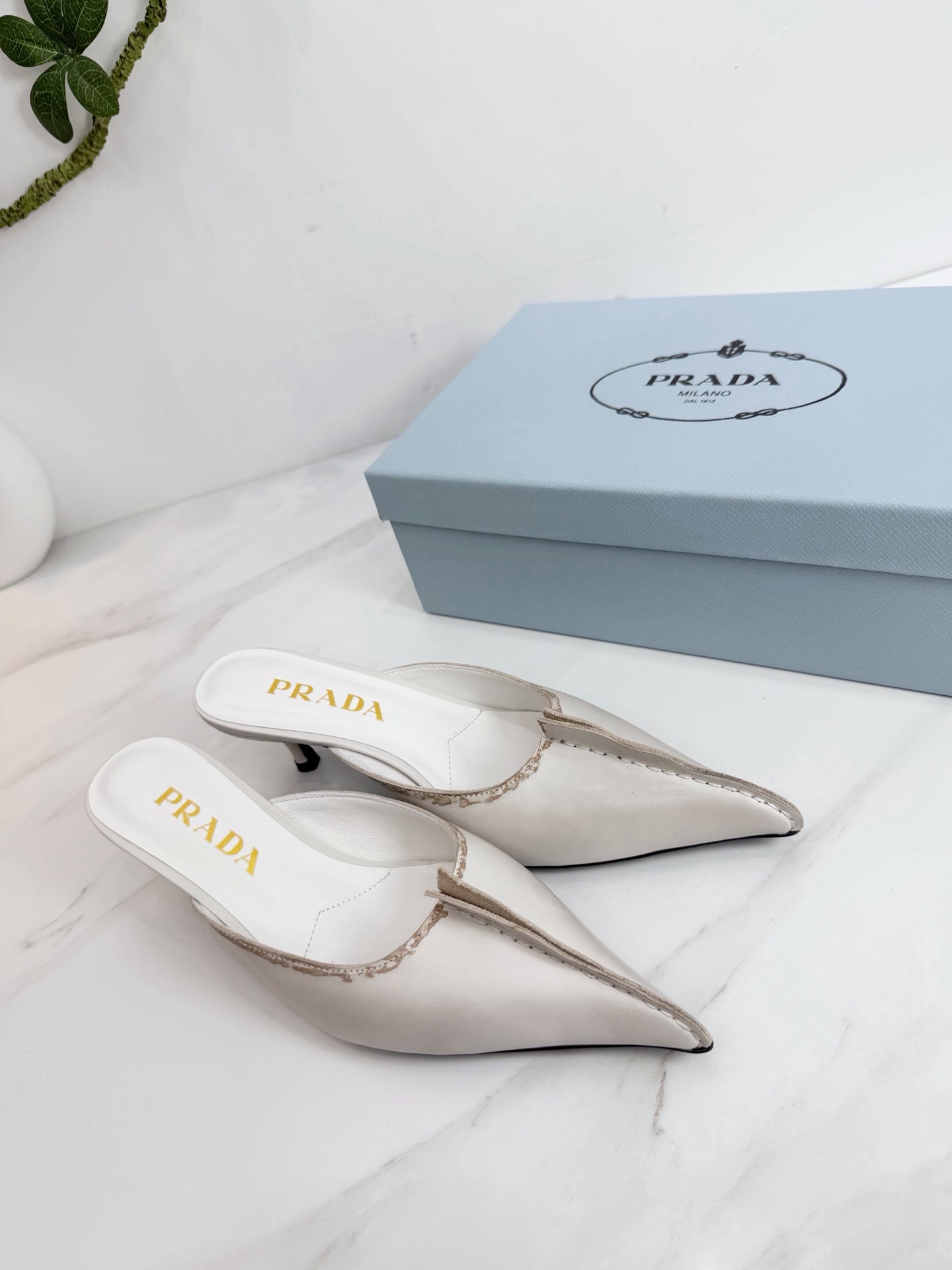 PRA 26SS High Heel Mule 55 Ivory Beige Cowhide 592409