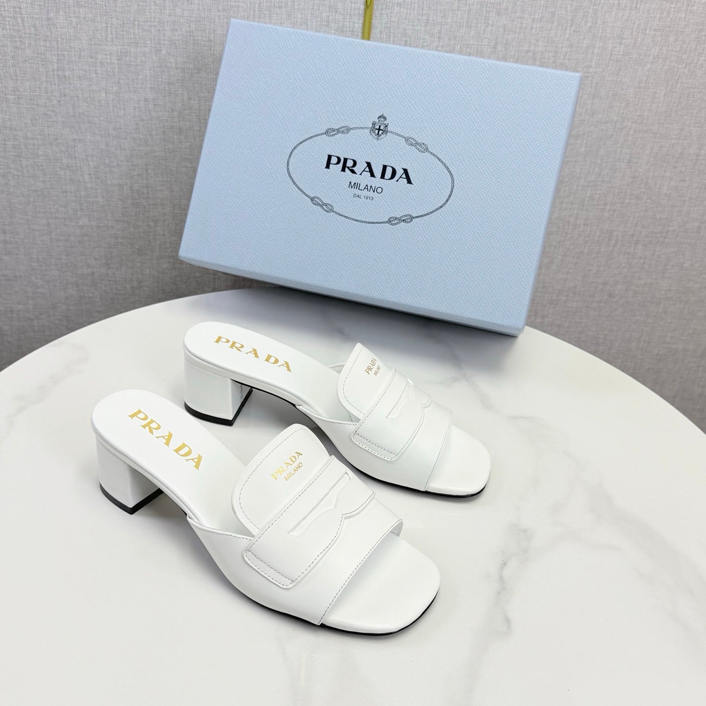 Prada Sandals 4.5cm White Leather 639958