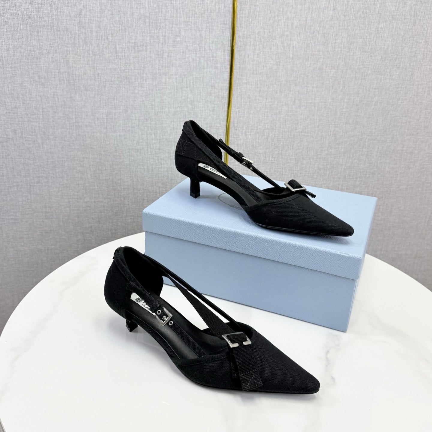 Prada Pumps 4.5cm Black Canvas 639960