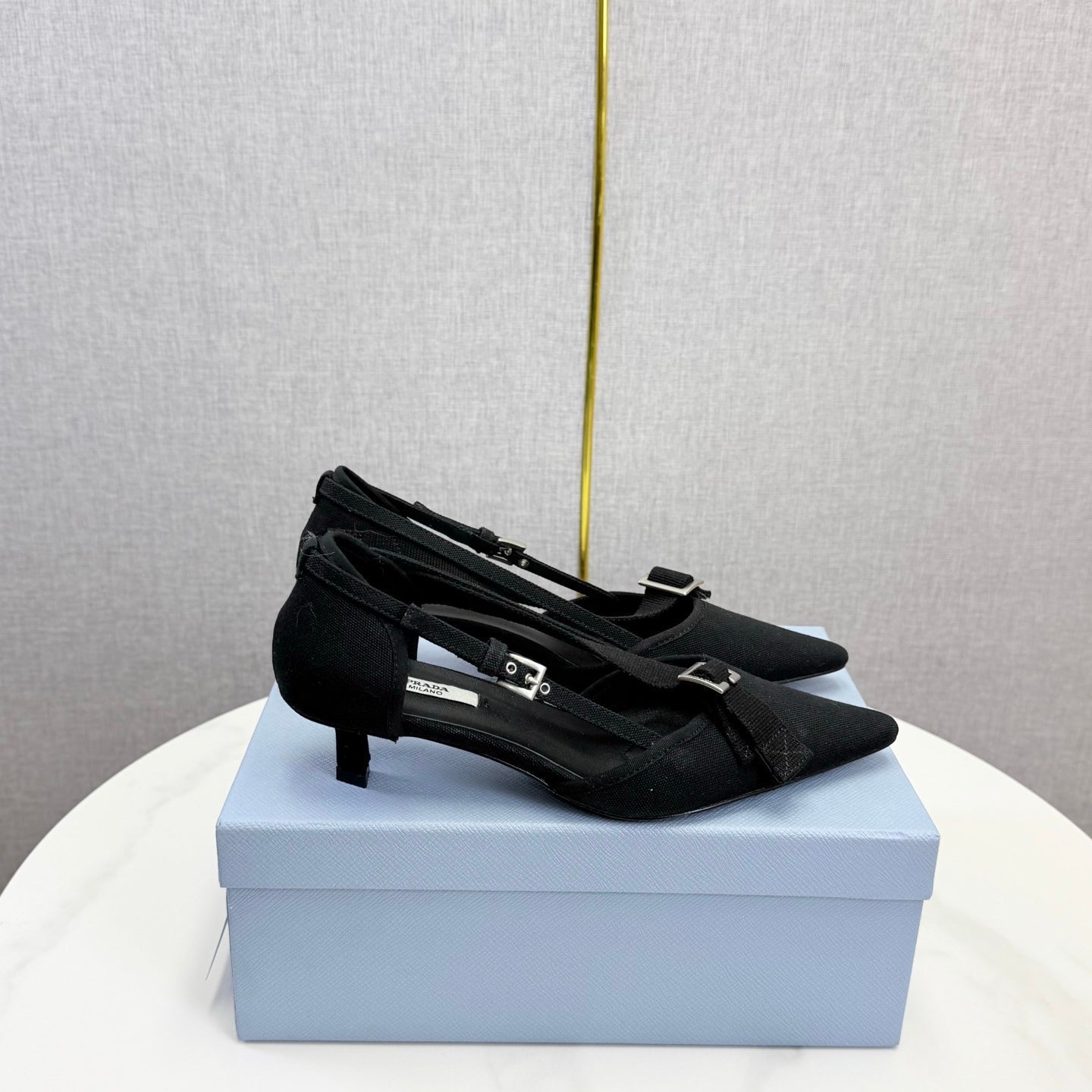 Prada Pumps 4.5cm Black Canvas 639960