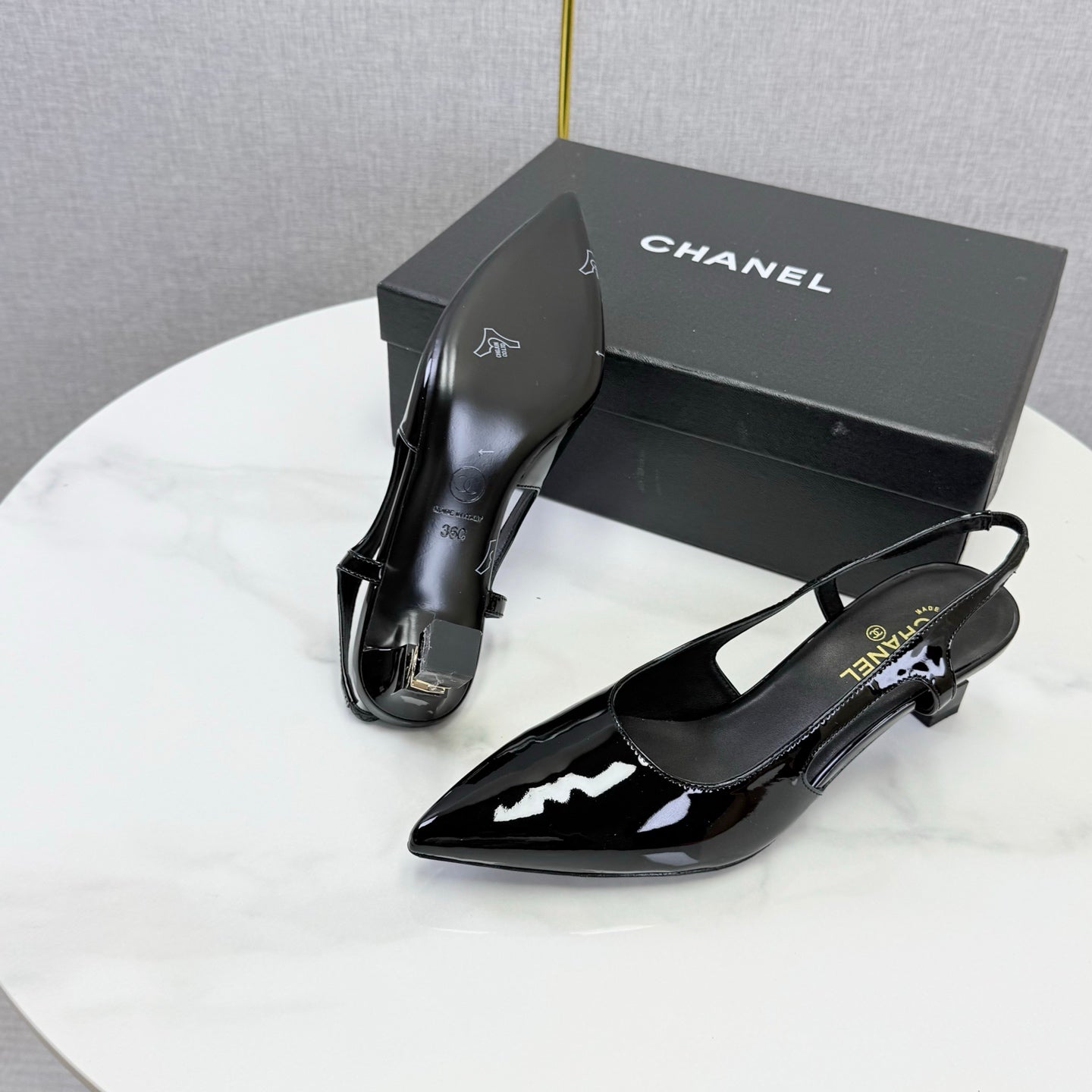Chanel 2026 Slingback 50mm Patent Leather 904478