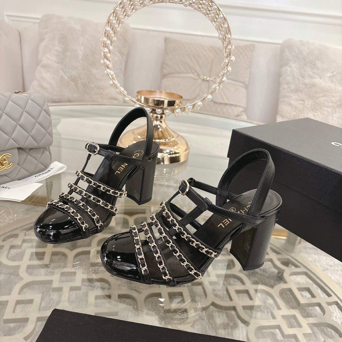 Chanel 2026 High-Heeled Sandals 8.5cm Lambskin Sheepskin 834423