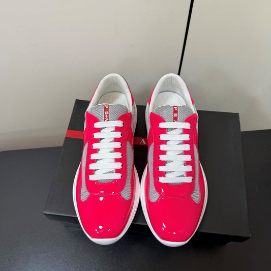 Prada America's Cup Sneaker Pink Patent Leather Mesh 618918