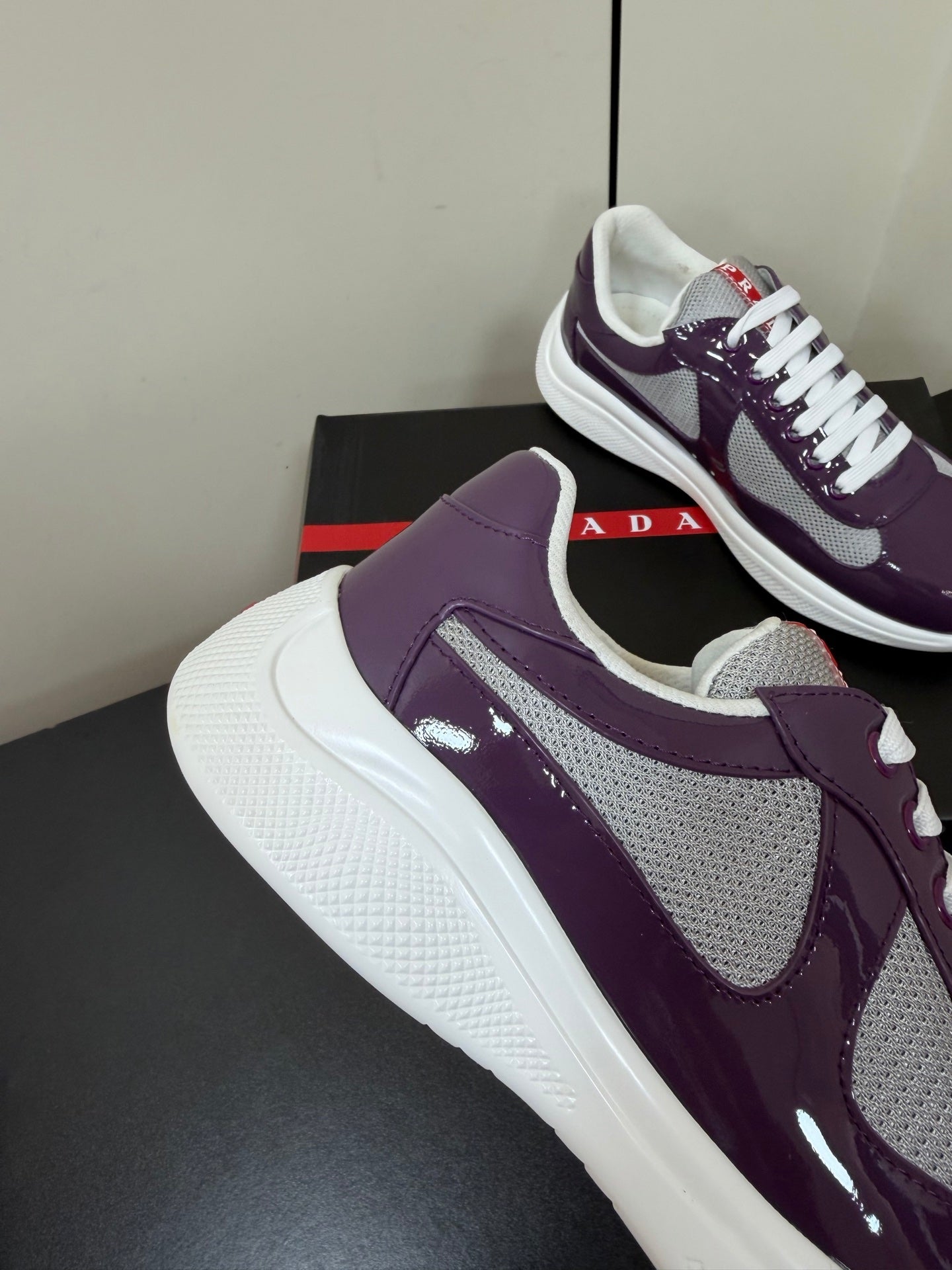 Prada America's Cup Sneaker Purple Patent Leather Mesh 618926