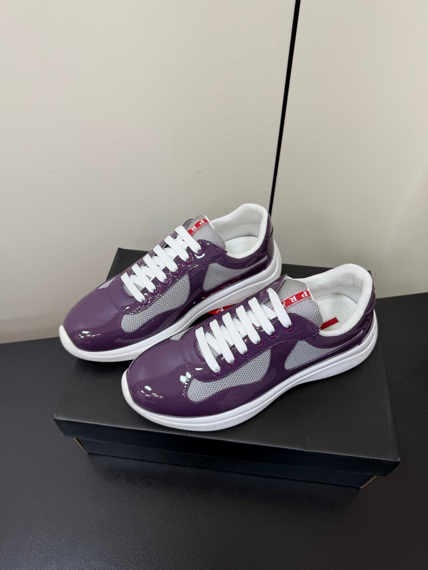 Prada America's Cup Sneaker Purple Patent Leather Mesh 618926