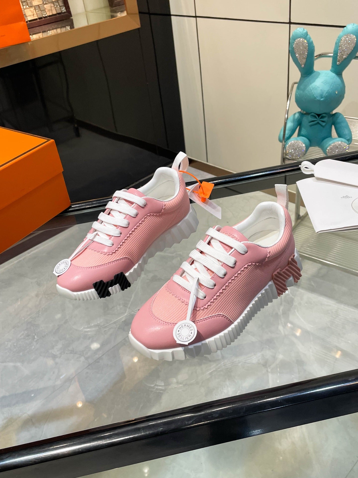 HM Bouncing Sneakers Pink Mesh and Sport Goatskin 531338