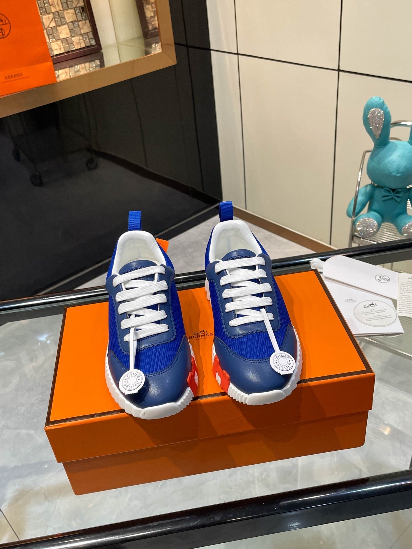 HM Bouncing Sneakers Blue Mesh and Sport Goatskin 531341