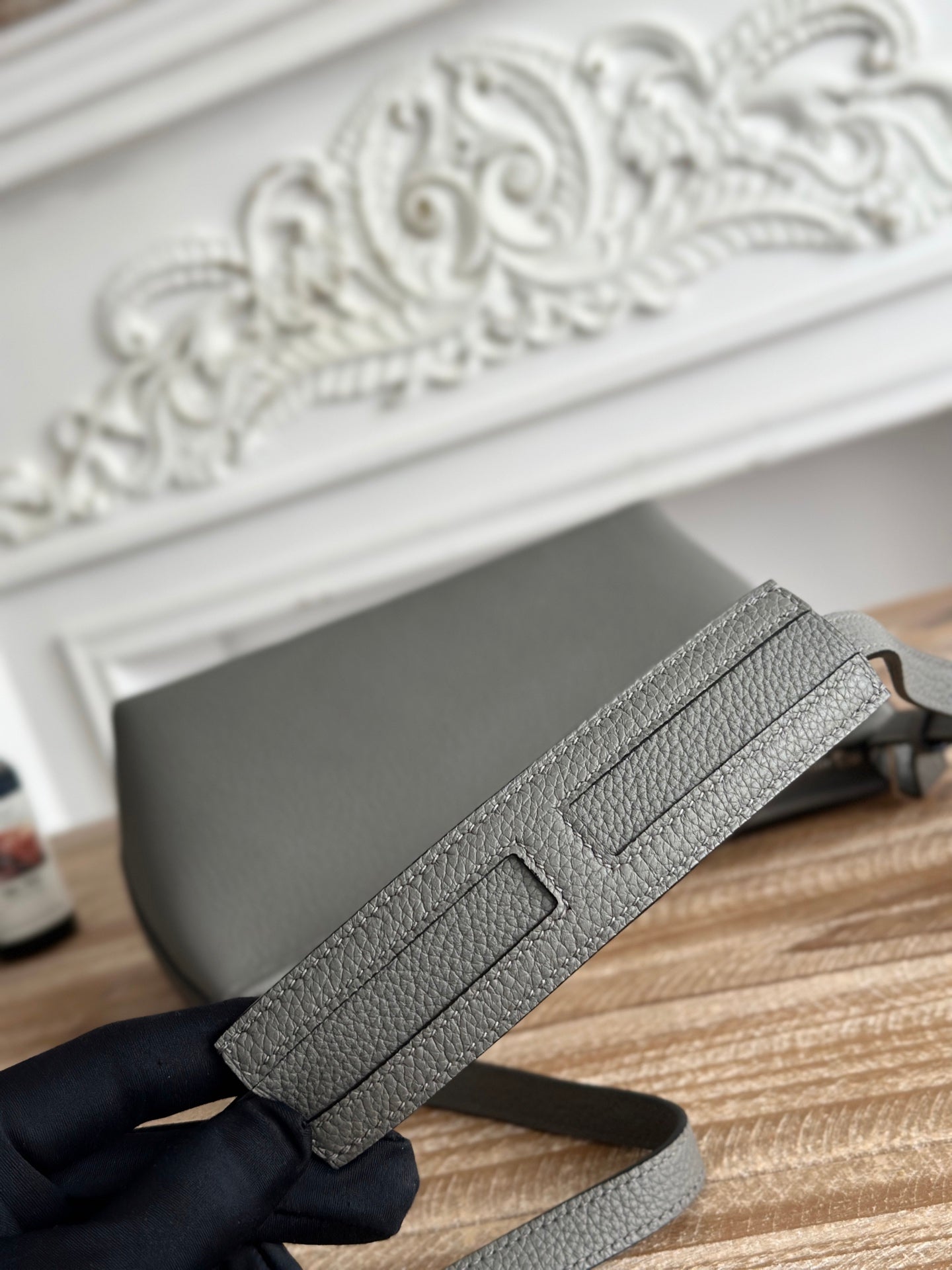 HM Berlingot Shoulder Bag Dark Grey Epsom Leather 270324