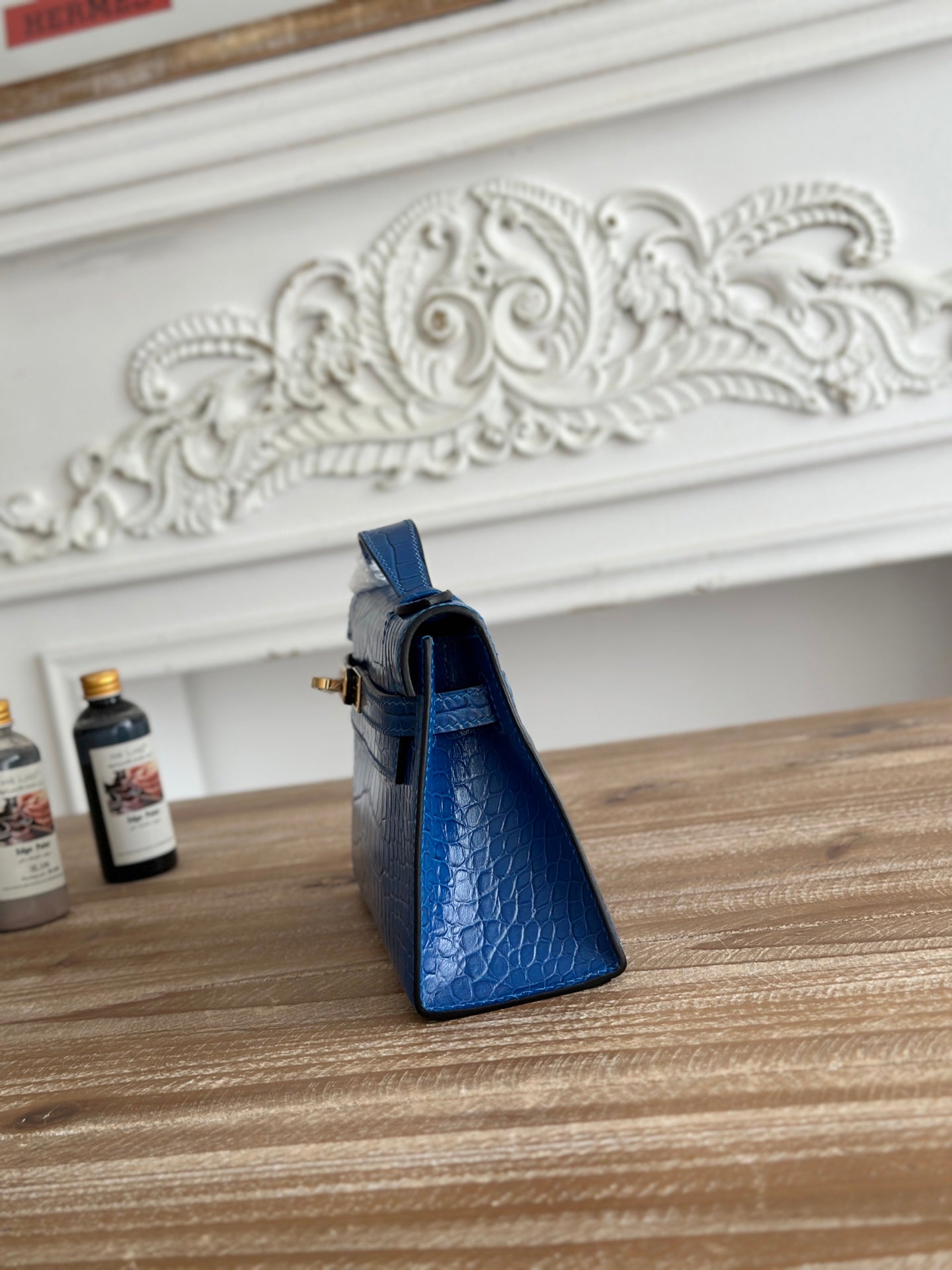 HM 26s Kelly Mini 22cm Dark Blue Croc Embossed Calfskin GHW (25days for production)