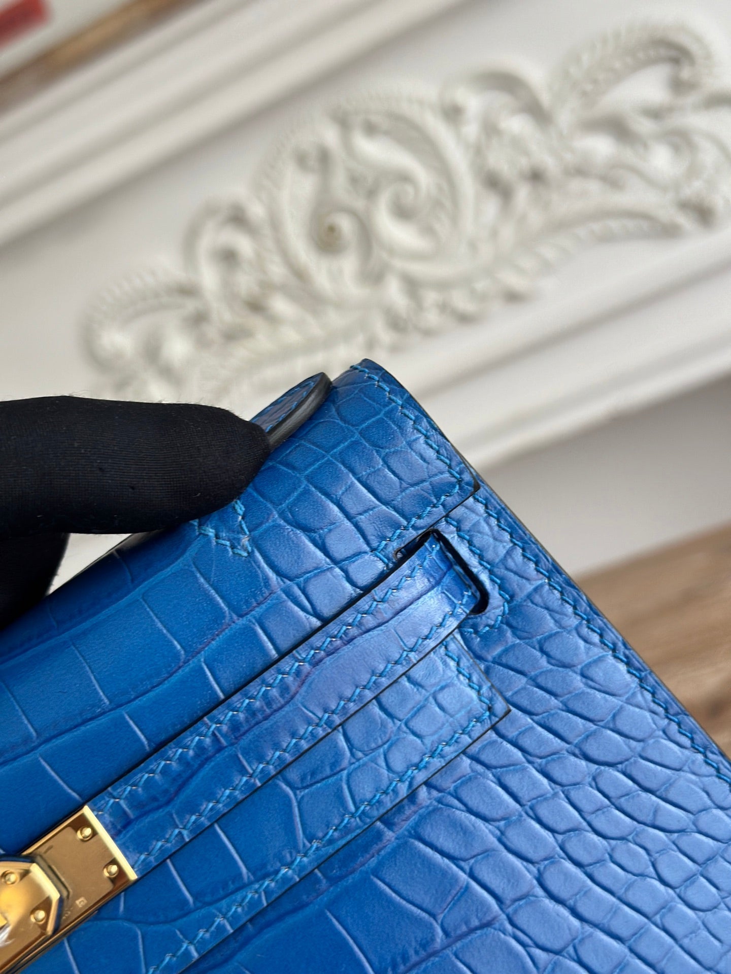 HM 26s Kelly Mini 22cm Dark Blue Croc Embossed Calfskin GHW (25days for production)