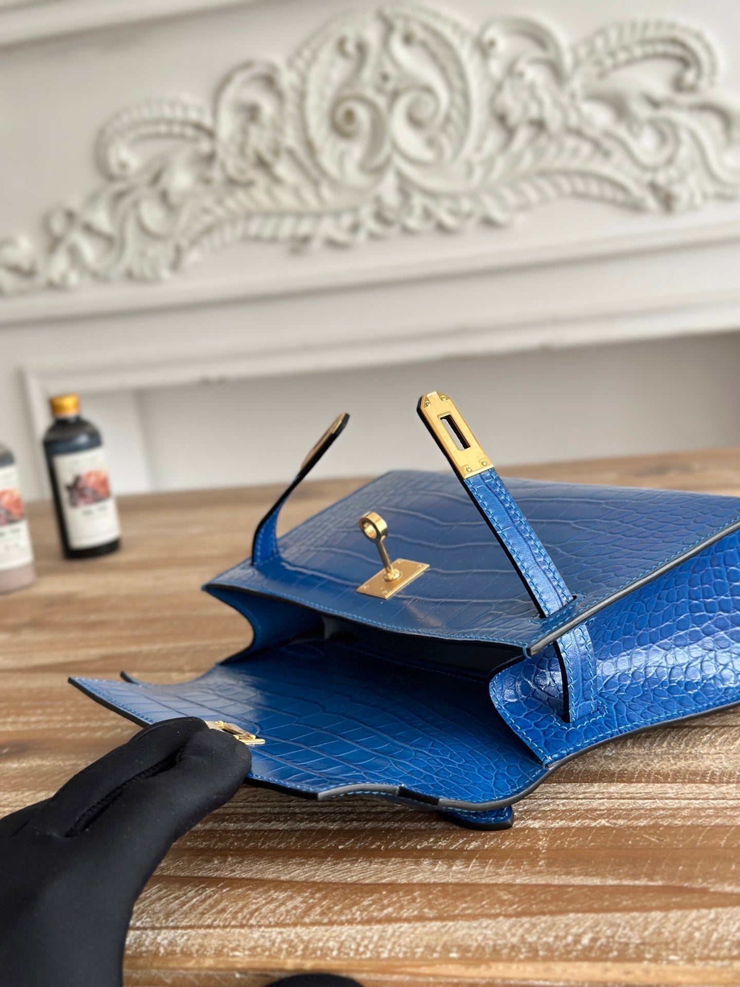 HM 26s Kelly Mini 22cm Dark Blue Croc Embossed Calfskin GHW (25days for production)