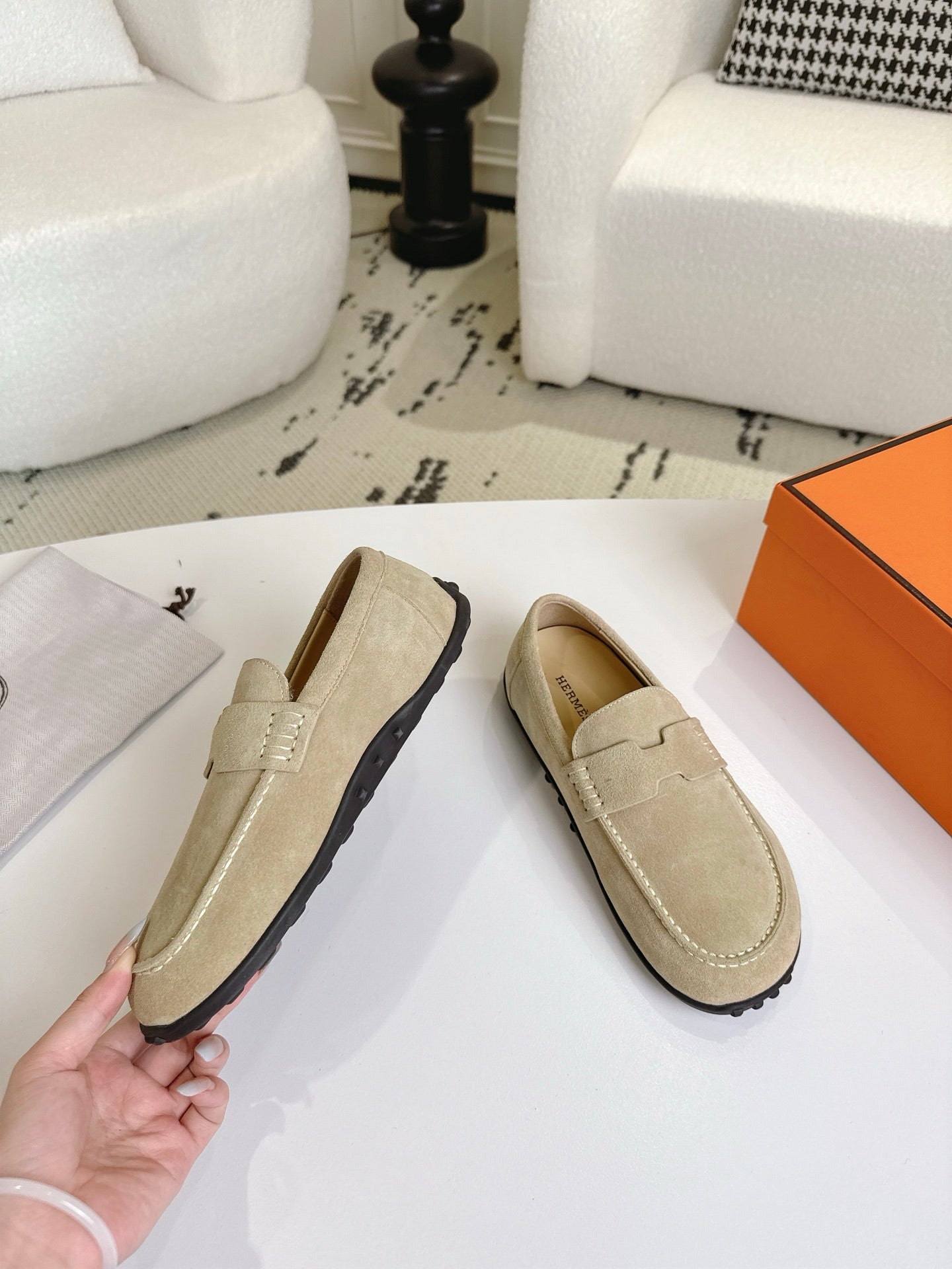 HM Lazy Loafers Light Taupe Suede 523335