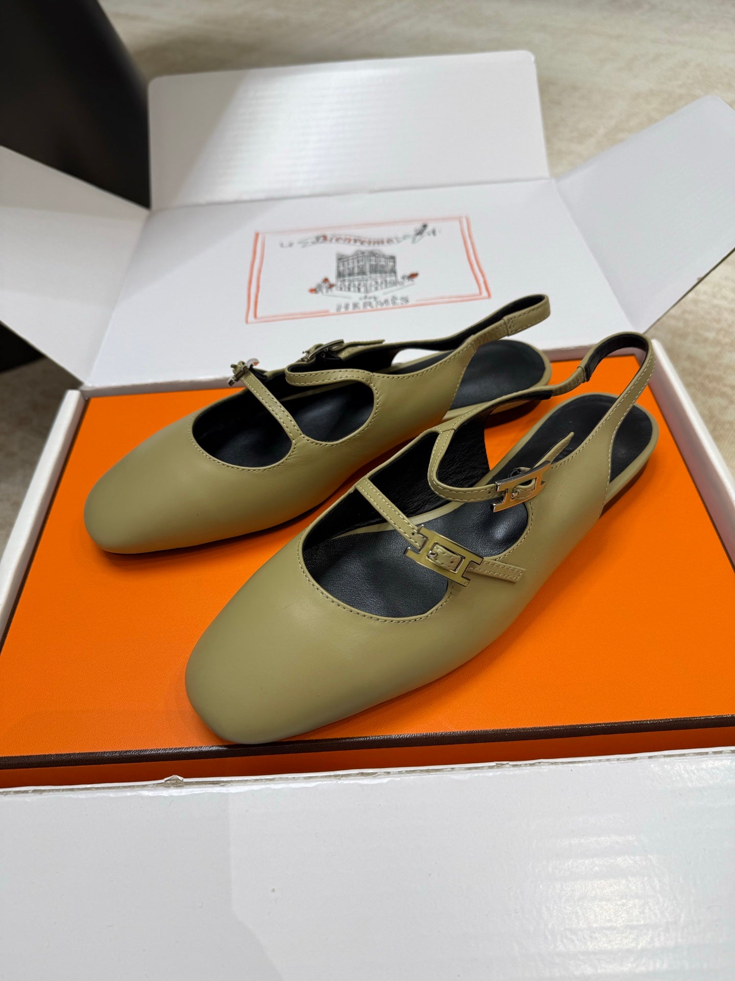 HM Mila Slingback Olive Green Sheepskin 621383