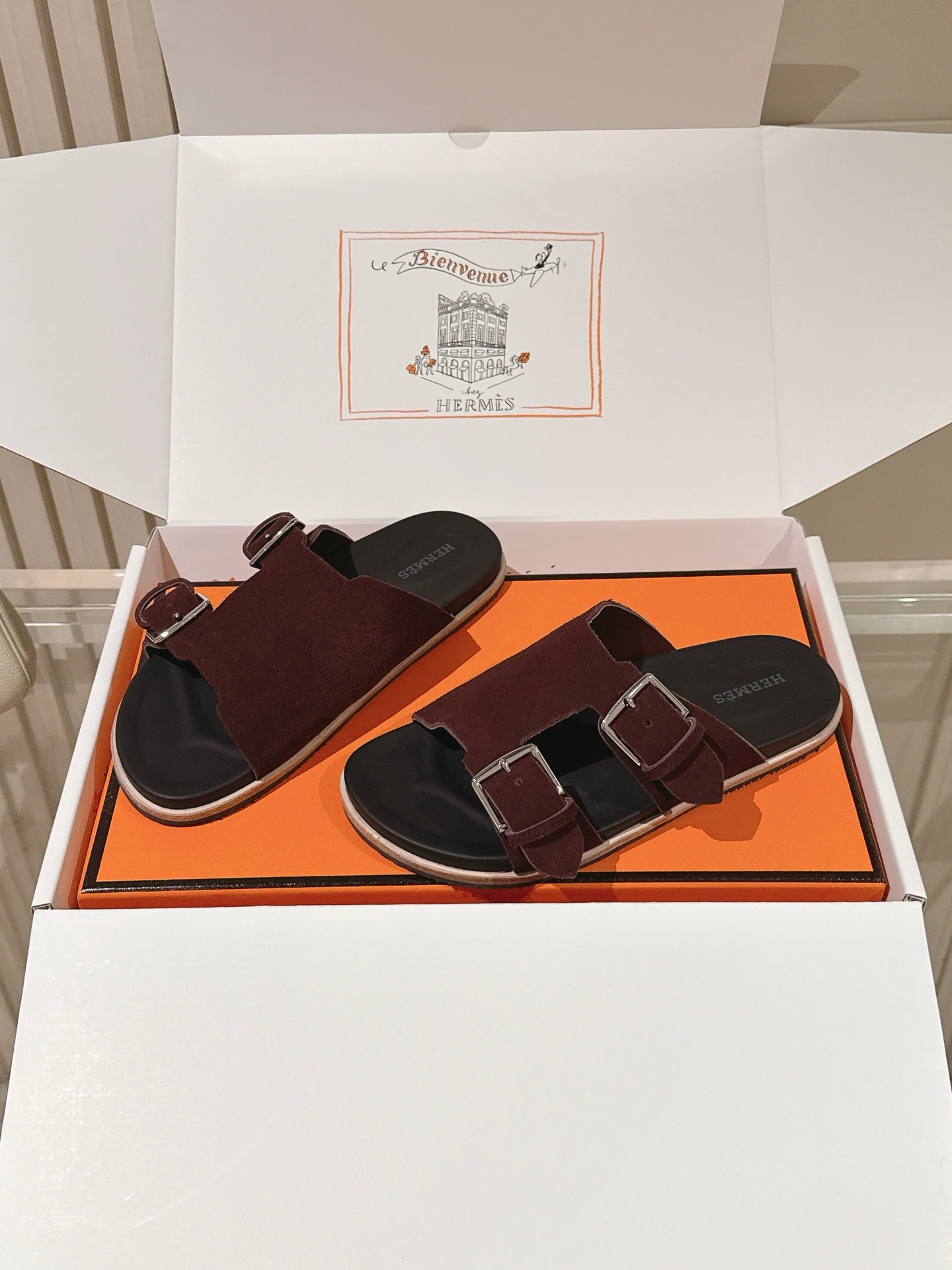 HM 26s Double Buckle Birkenstock Sandals Deep Brown Suede 968905