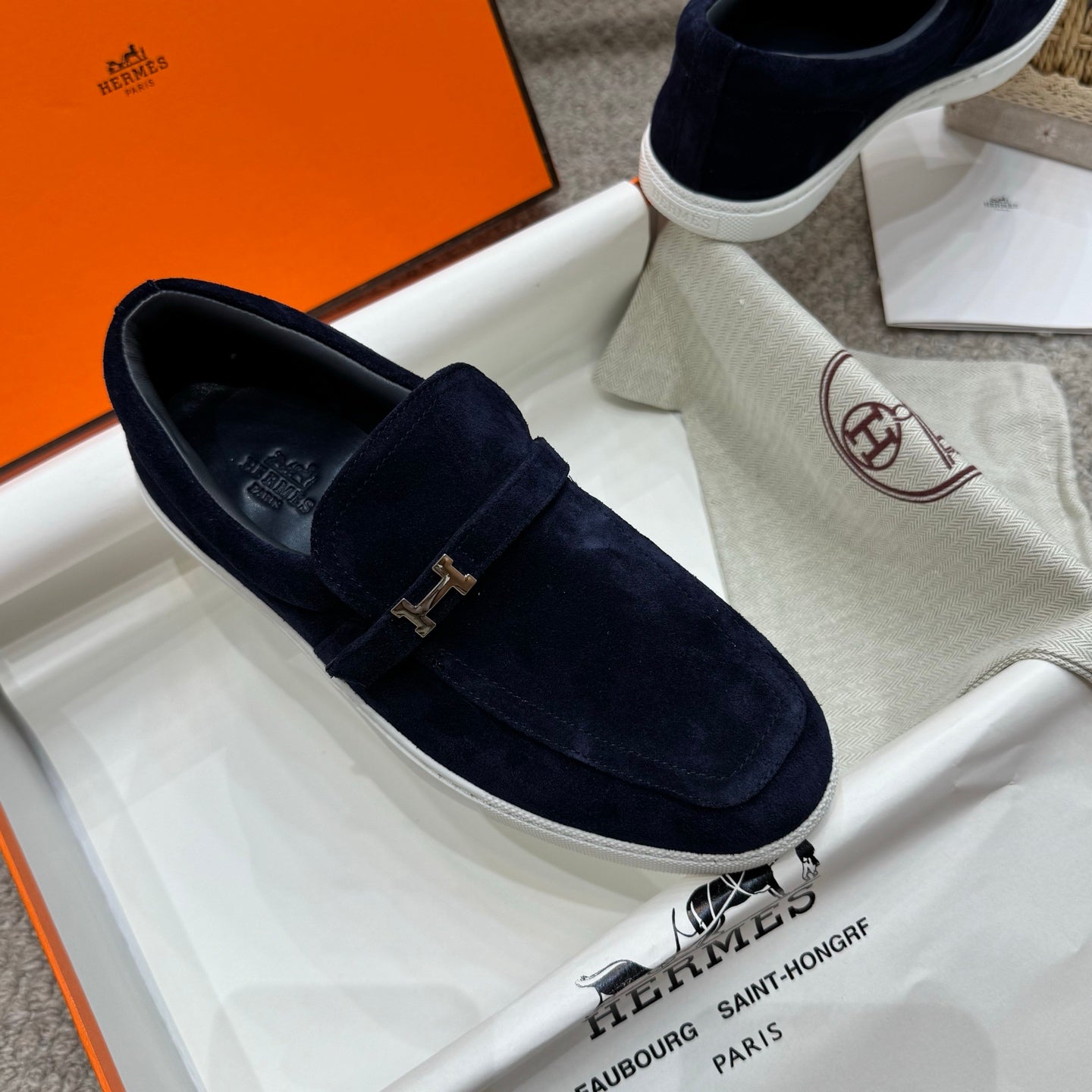 HM Job Loafers Navy Blue Suede 523222