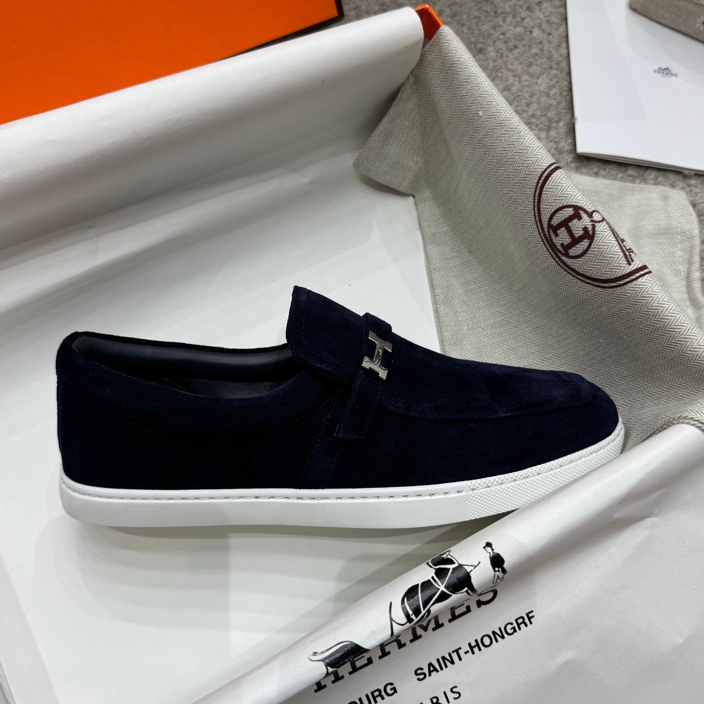 HM Job Loafers Navy Blue Suede 523222