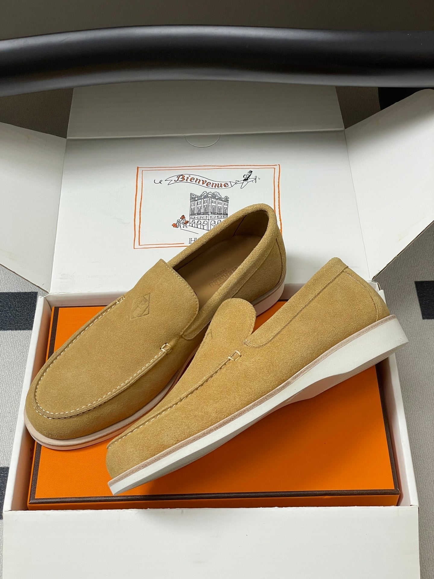 HM Low Loafers Yellow Ochre Suede 593663