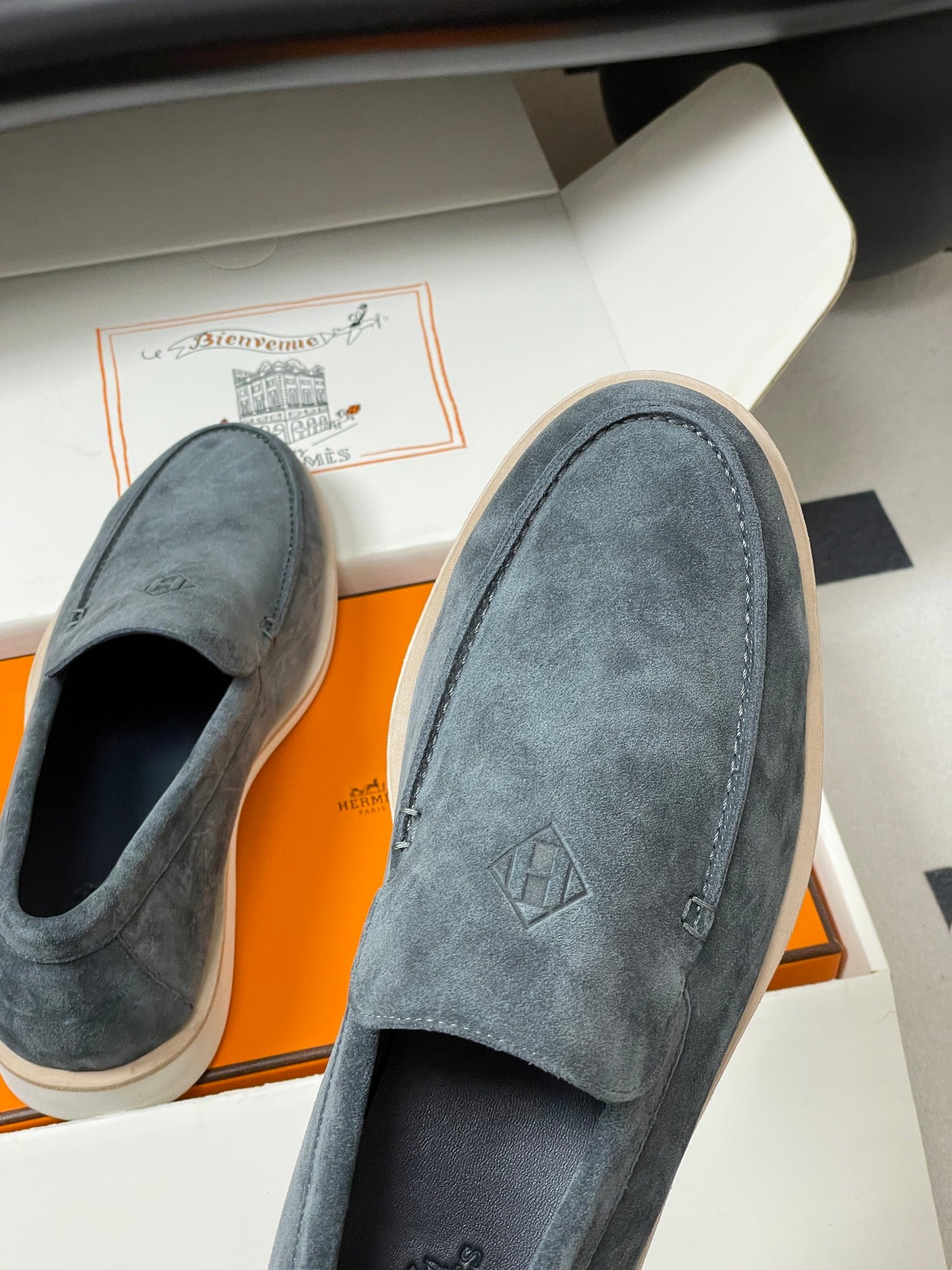 HM Low Loafers Slate Grey Suede 593666