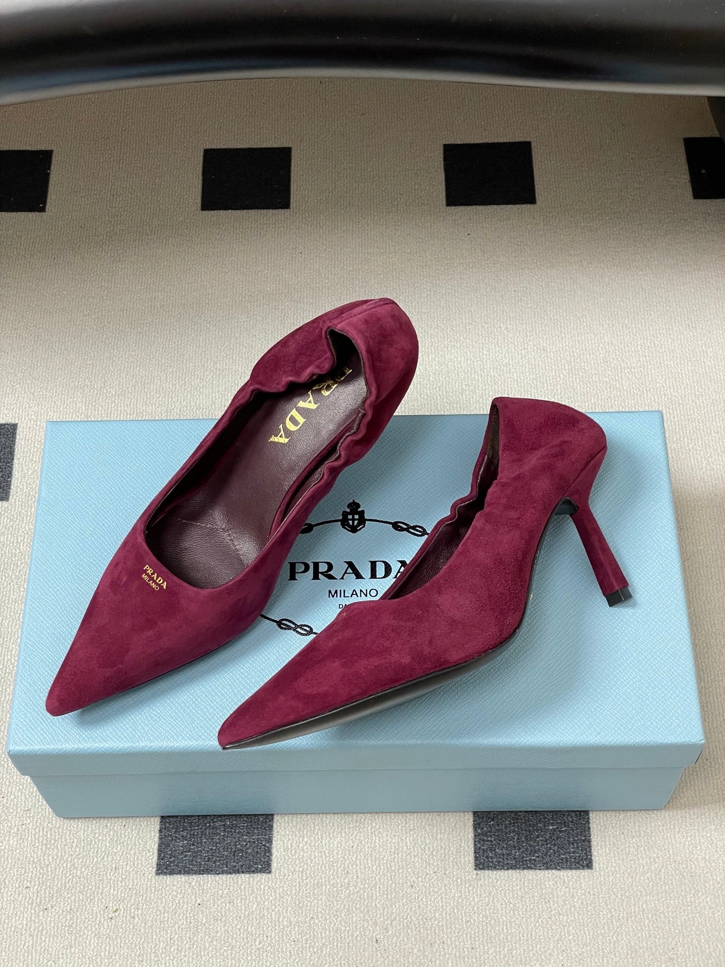 PRA 26SS Pointed Toe Heels Burgundy Suede 593832
