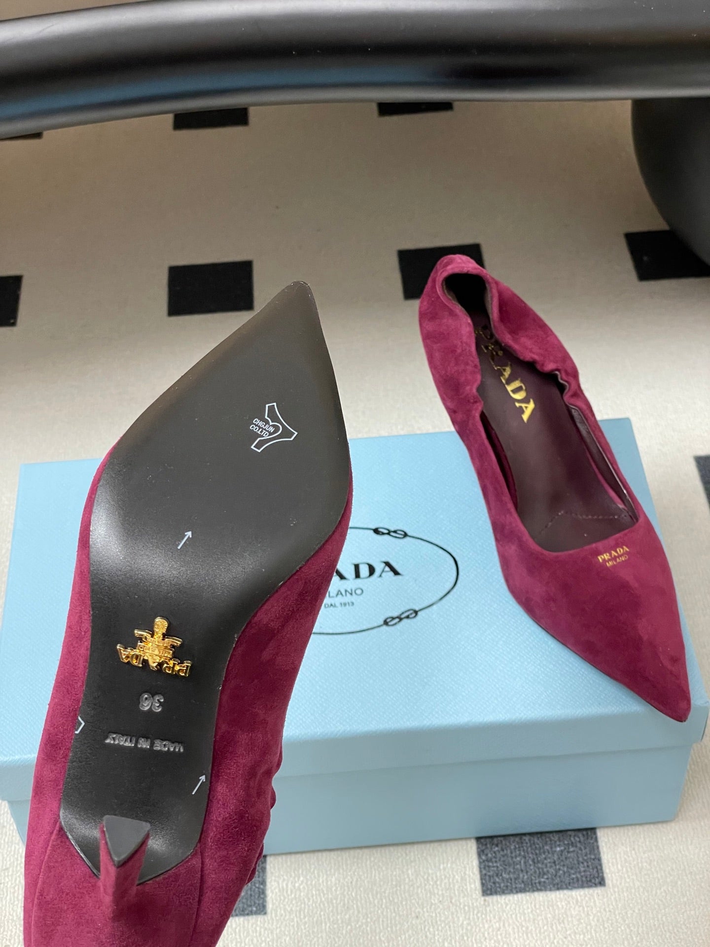 PRA 26SS Pointed Toe Heels Burgundy Suede 593832