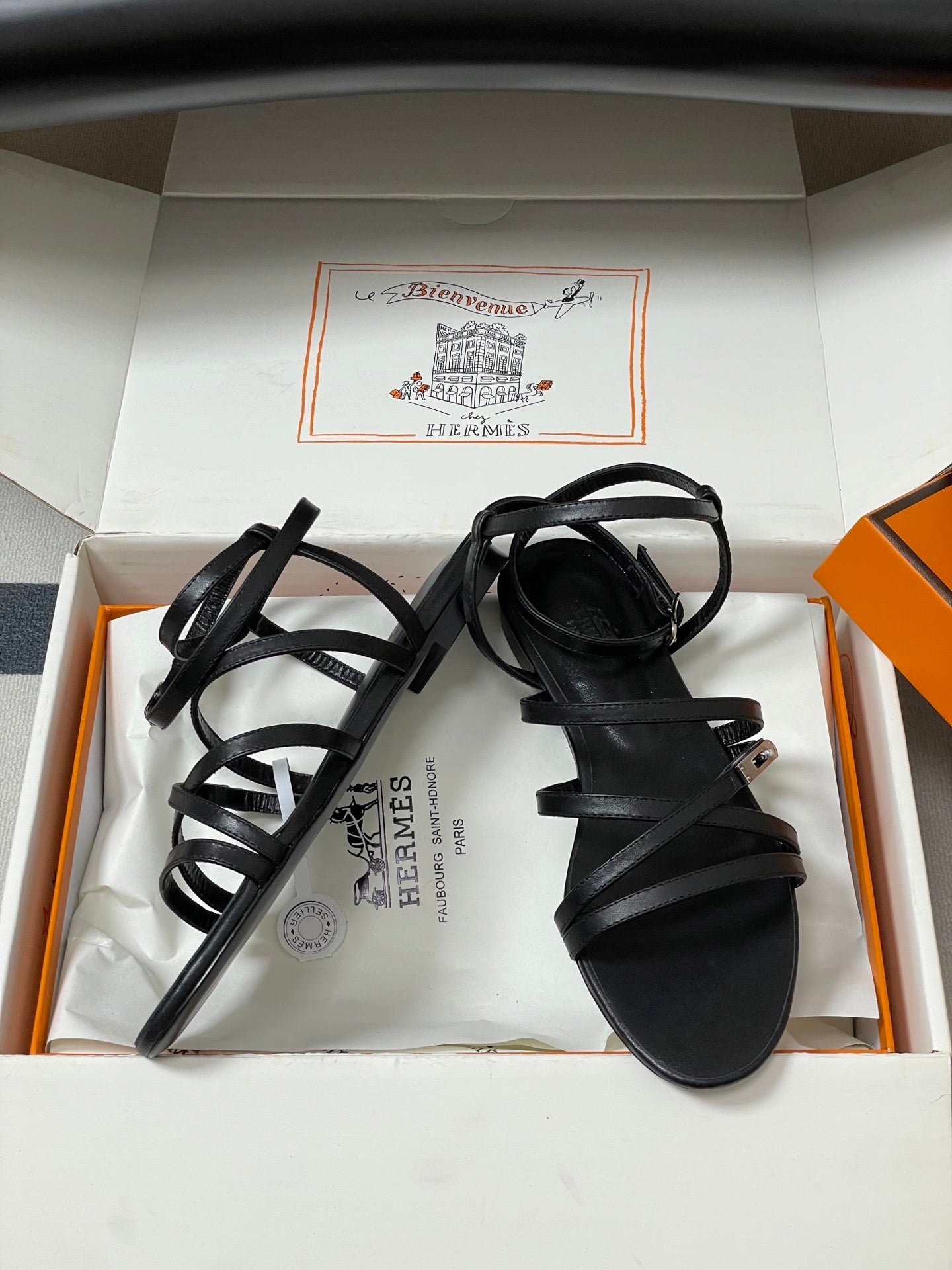 HM Lullaby Sandals Black Calfskin 593790