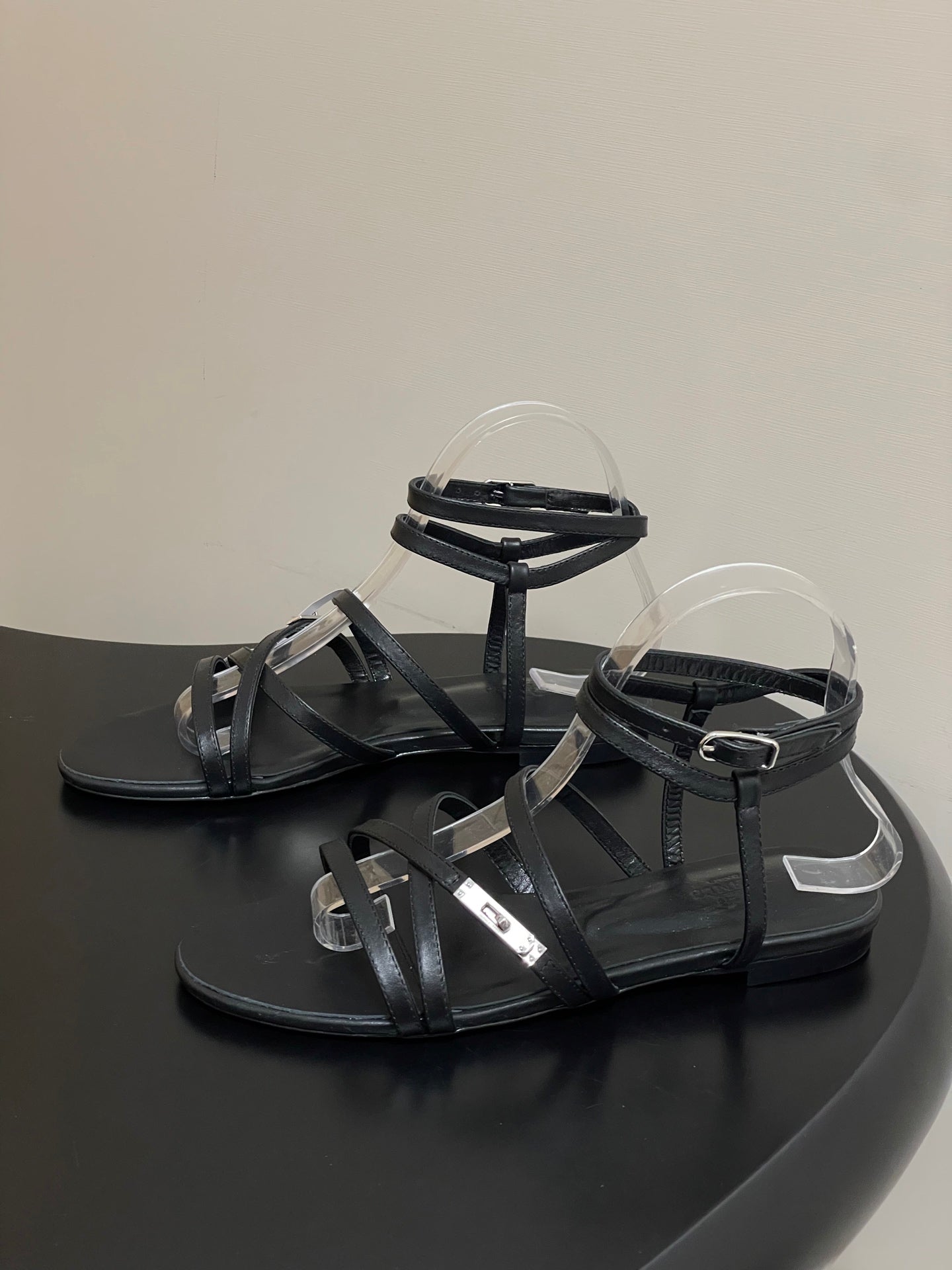 HM Lullaby Sandals Black Calfskin 593790