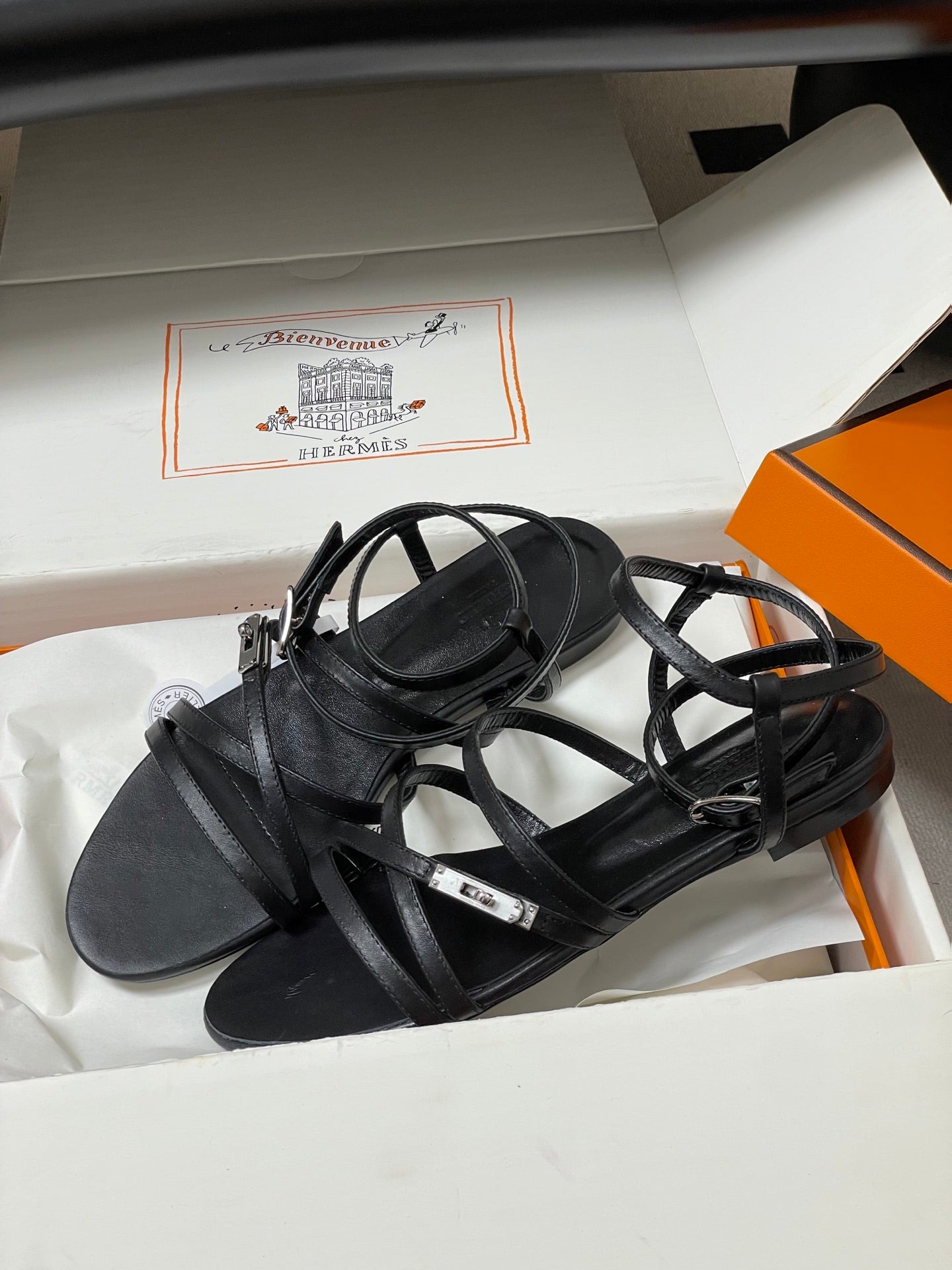 HM Lullaby Sandals Black Calfskin 593790