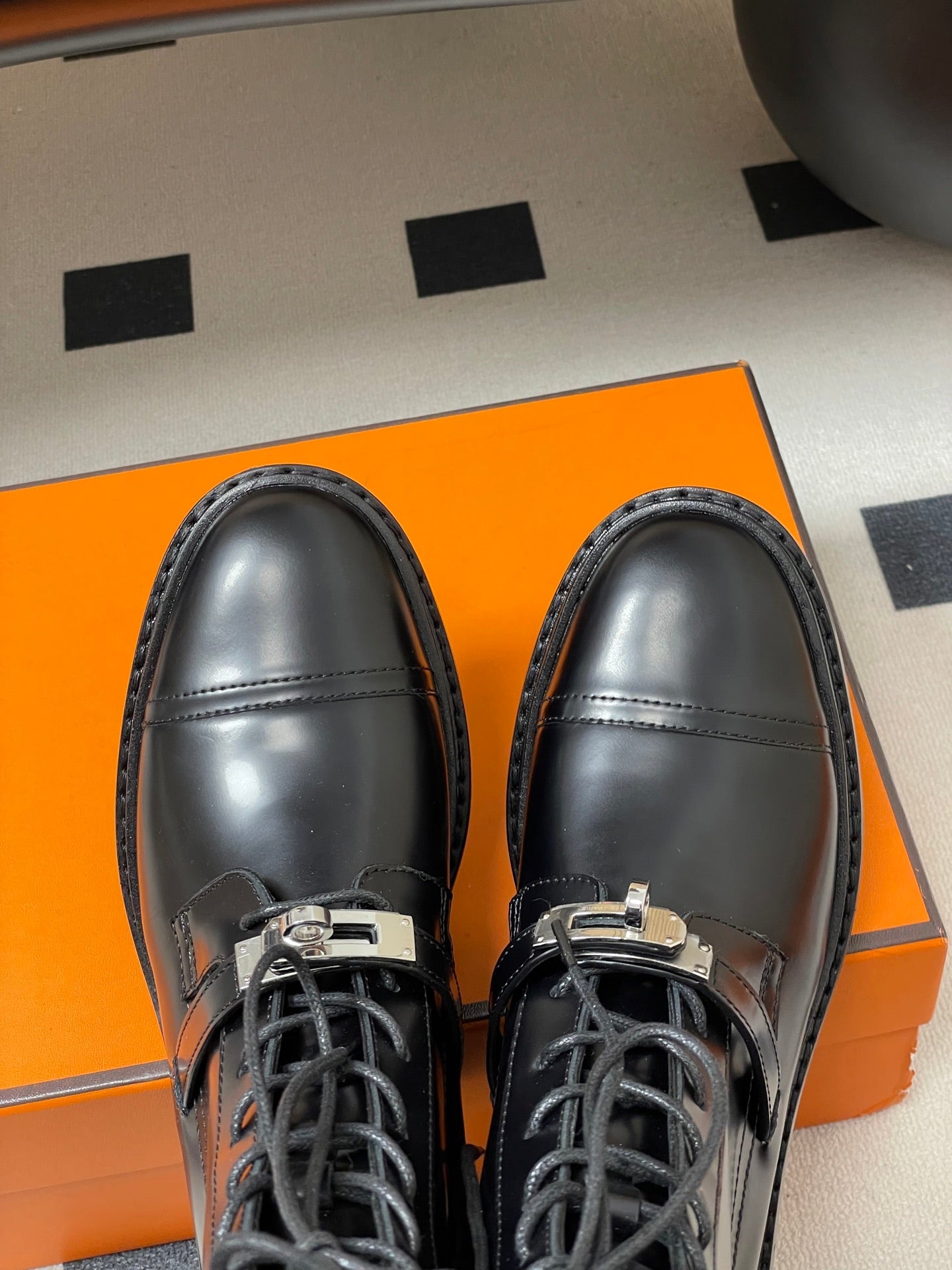 HM First Oxford Ankle Boots 5cm Black Sheepskin 594334