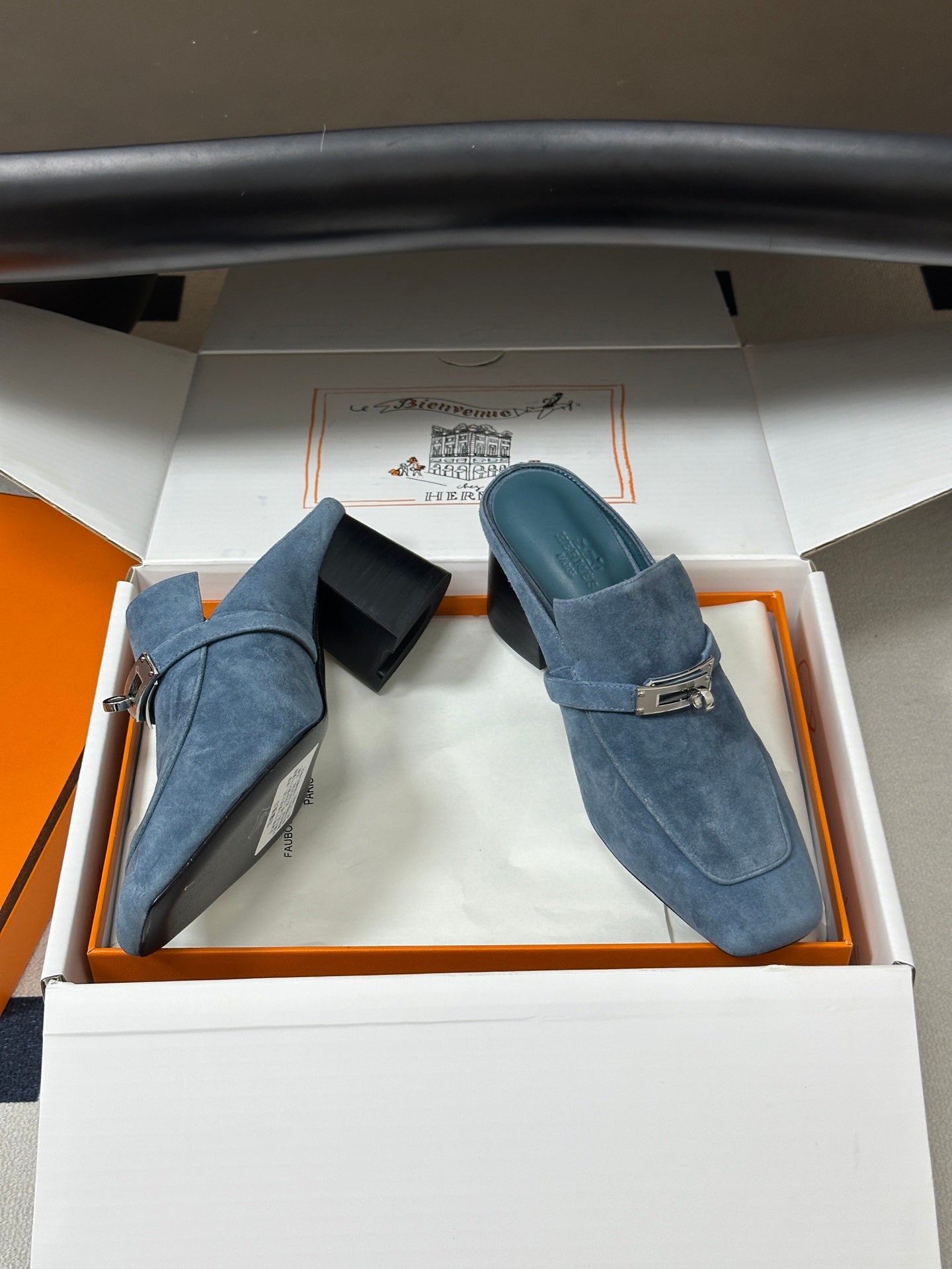 HM Blossom Mule 65mm Stale Blue Suede 902905