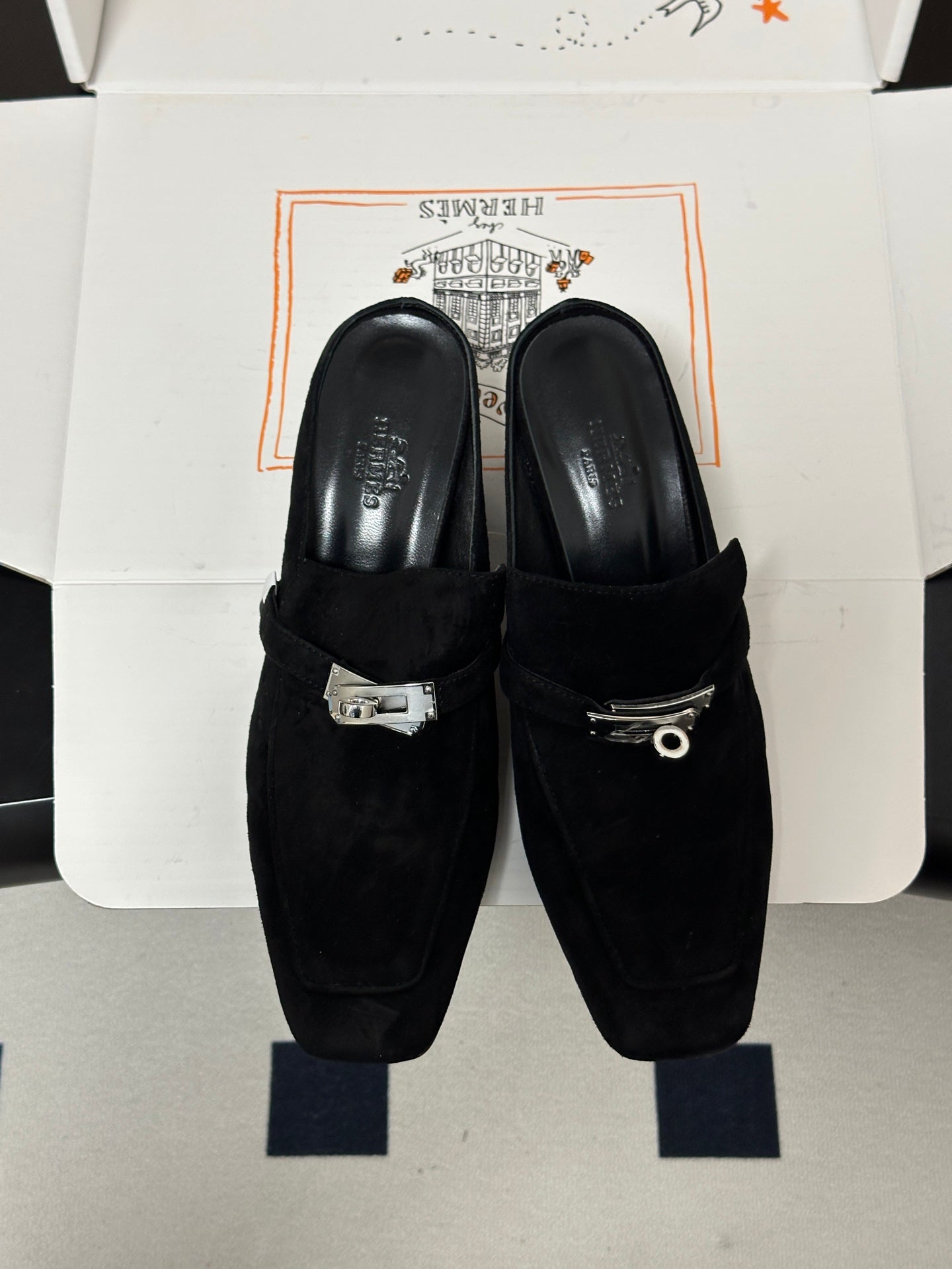 HM Blossom Mule 65mm Black Suede 902906