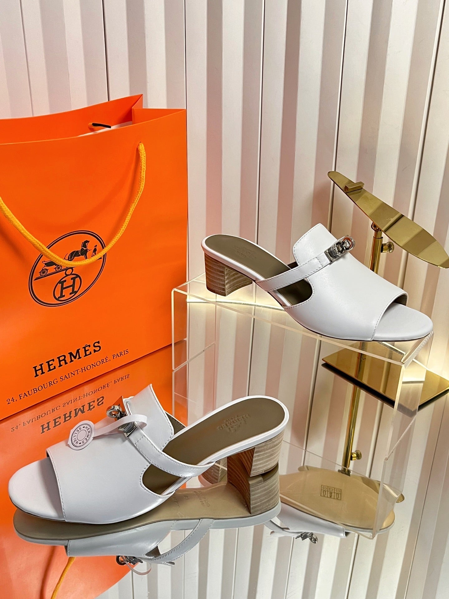 HM Candy Sandal 5cm White Calfskin 616224