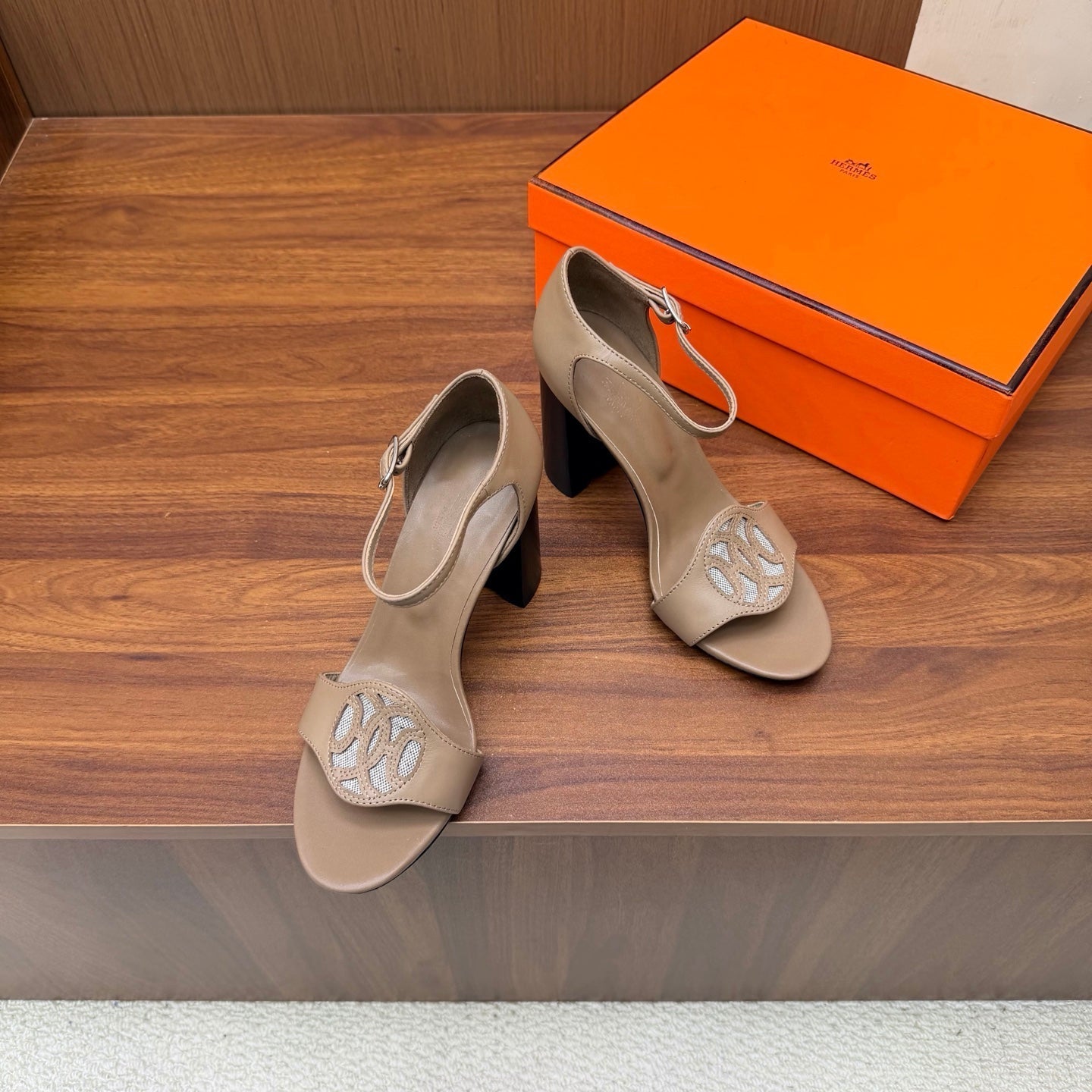 HM 26s Marquise Sandal 85mm In Taupe Calfskin