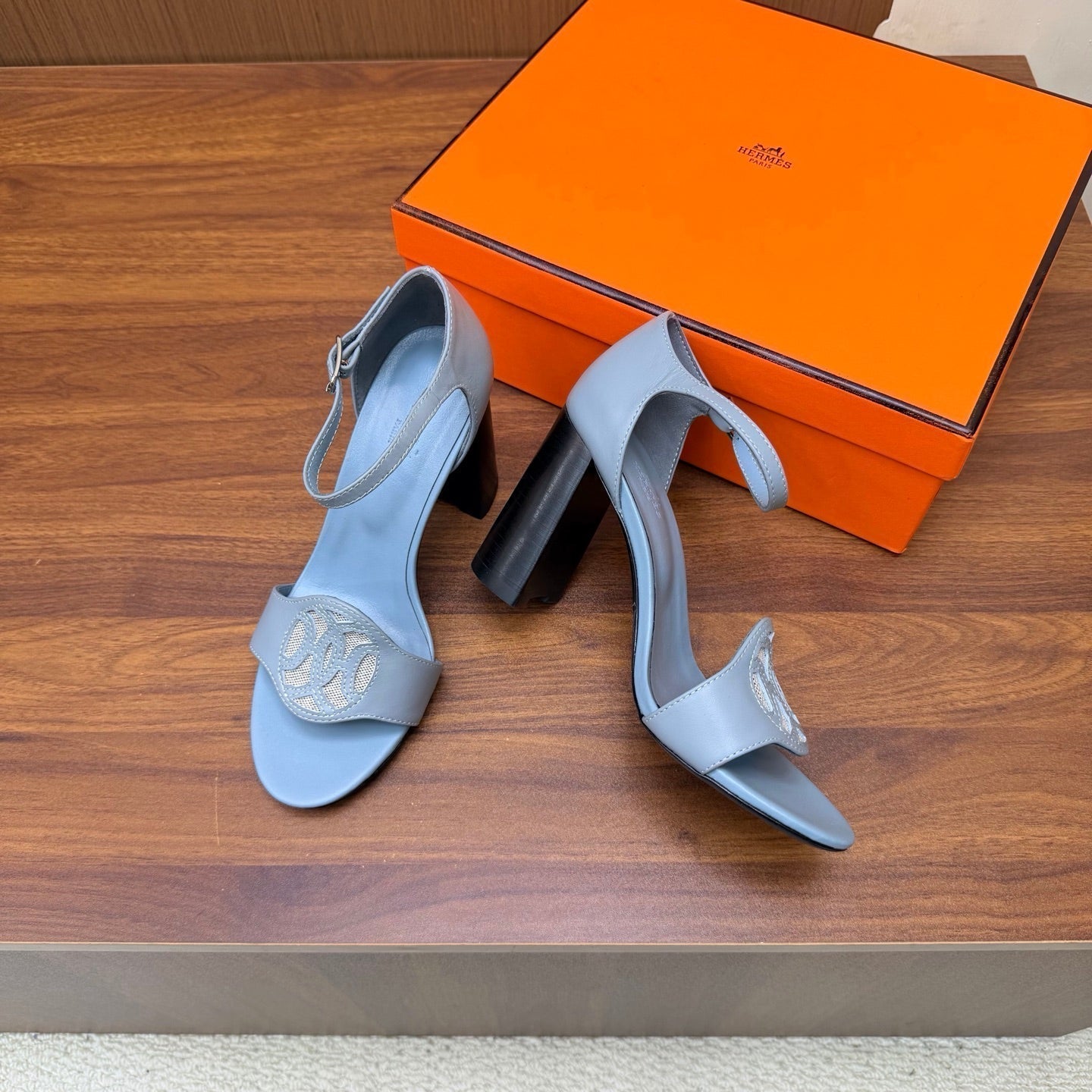 HM 26s Marquise Sandal 85mm In Light Blue Calfskin