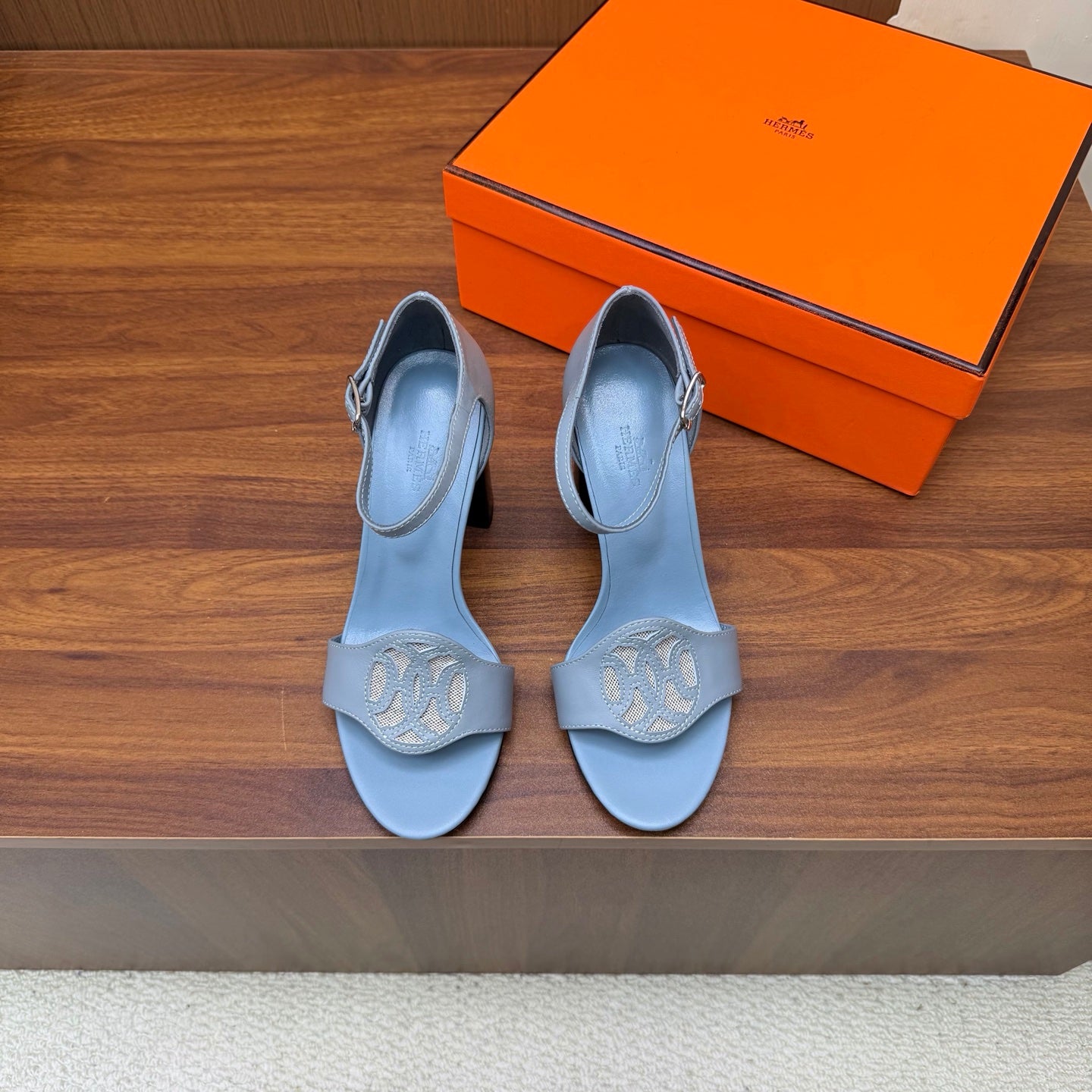 HM 26s Marquise Sandal 85mm In Light Blue Calfskin