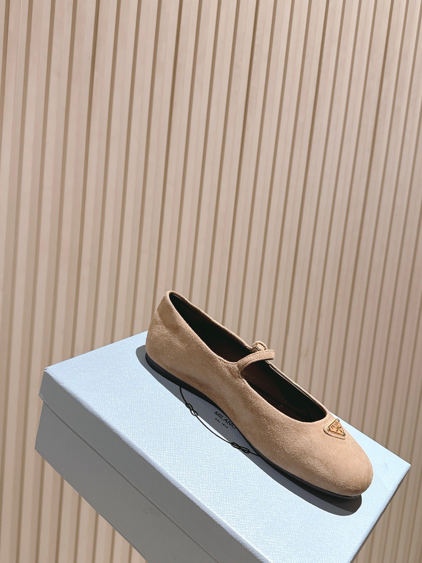 PRA 25s Ballet Flats with Small Buckle Light Brown Suede 449707