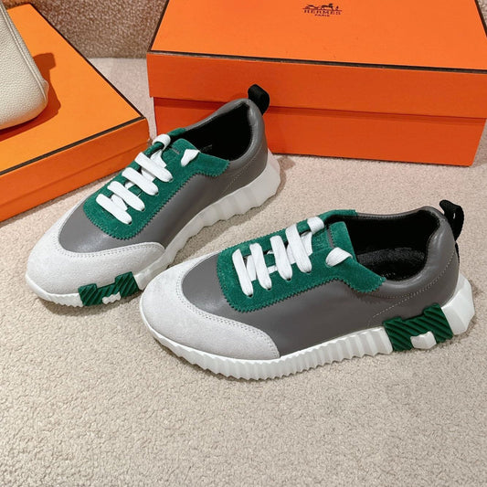 HM Mainland Sneaker In Pale Gray Suede And Mouse Gray Calfskin