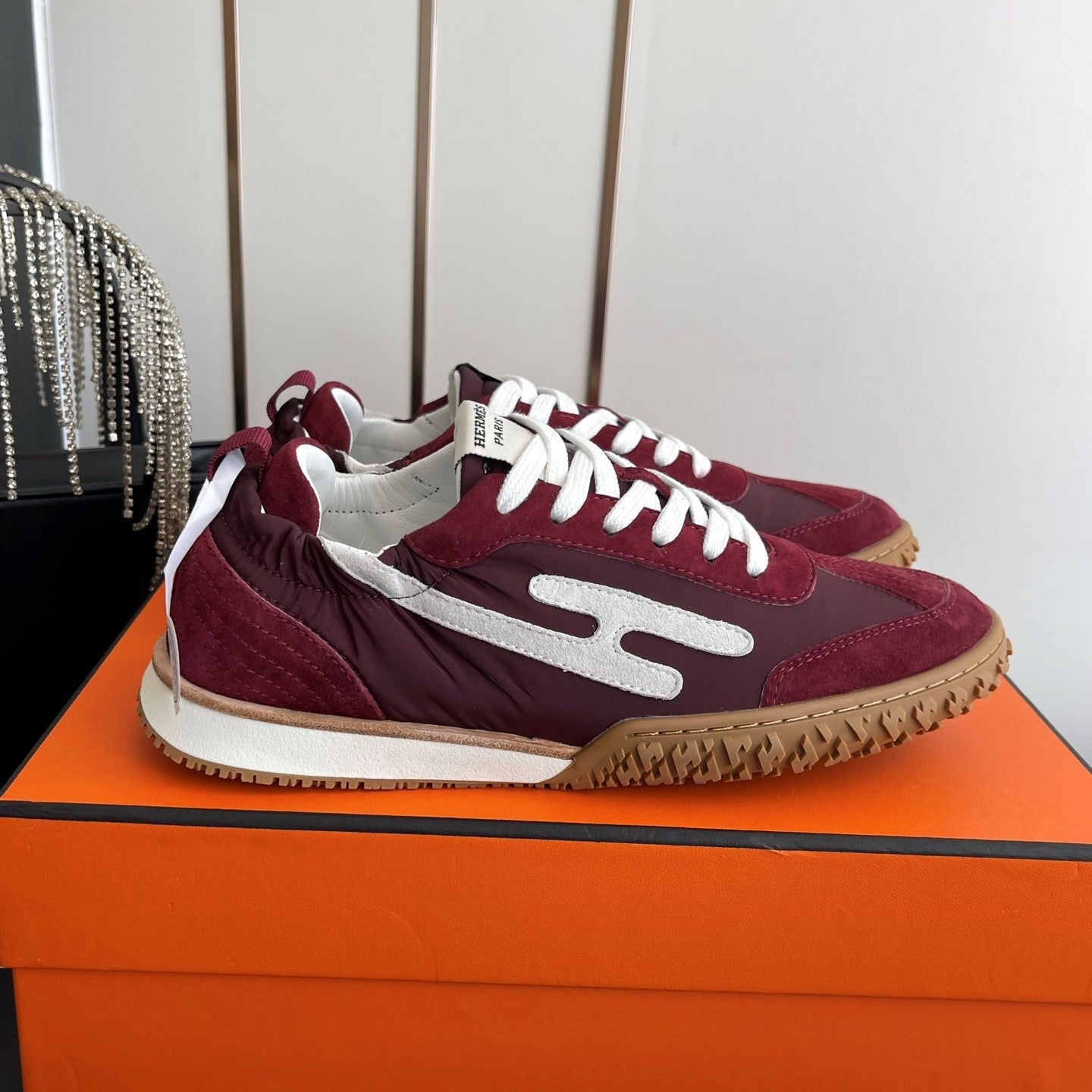 HM Jet Sneaker Burgundy White Suede 739995