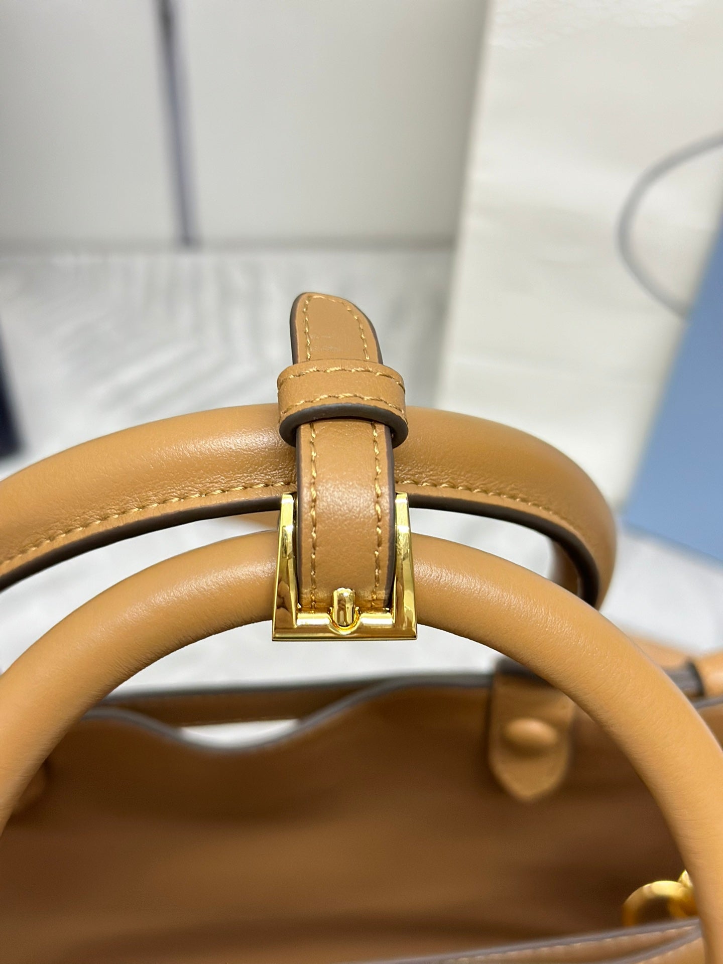 Prada Buckle Tote Bag 28cm Brown Cowhide
