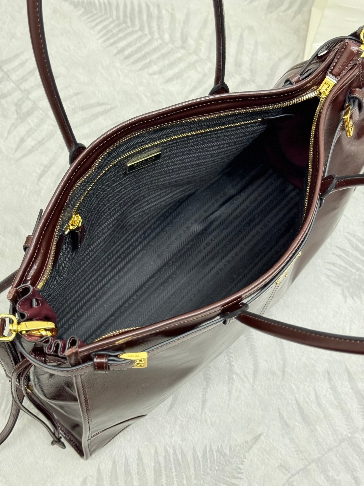 Prada Bonnie Extra-Large 42cm Dark Burdundy Calfskin