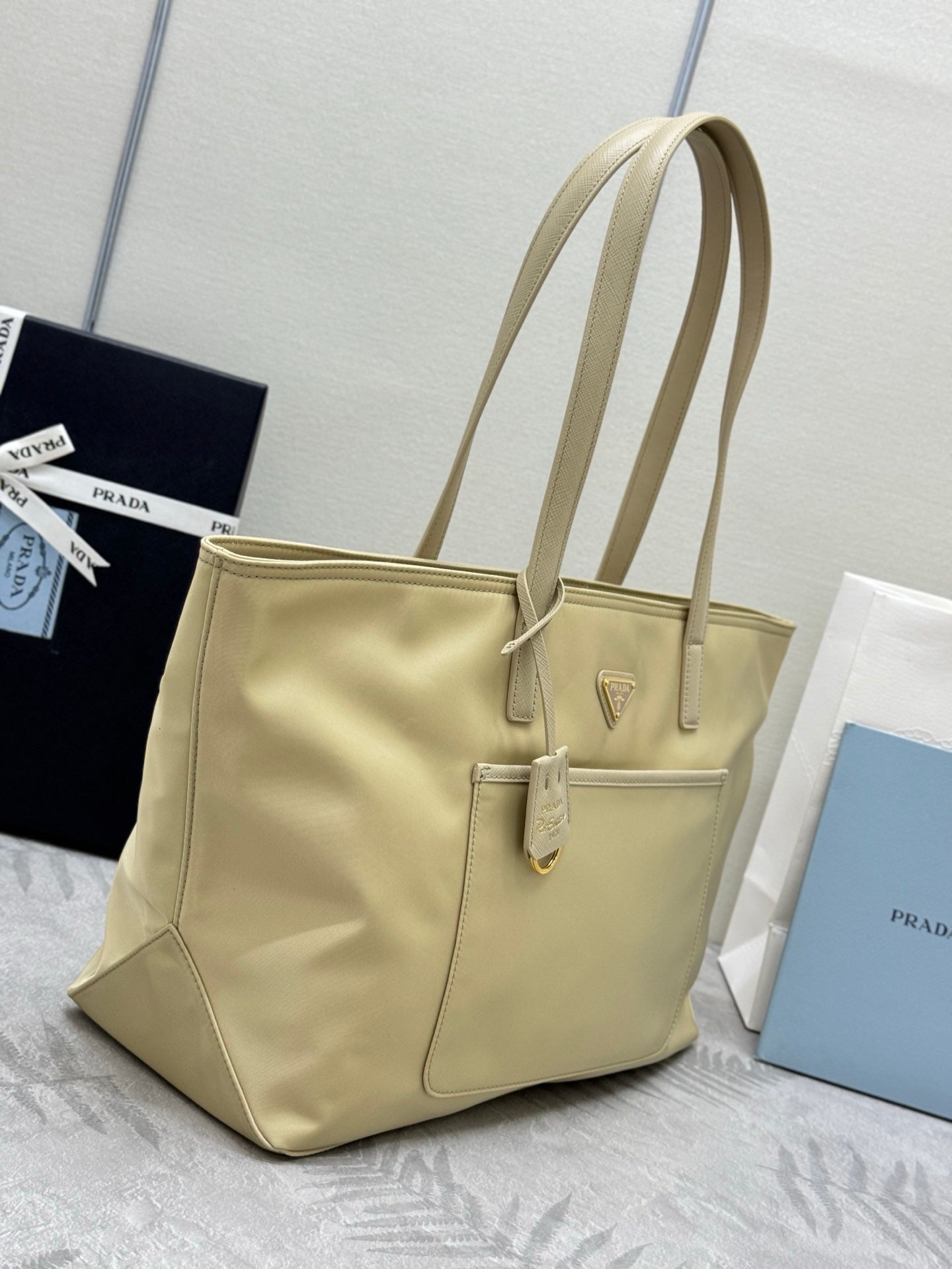 Prada Re-Edition 1978 Tote Bag 35cm Desert Beige Re-Nylon& Saffiano Leather