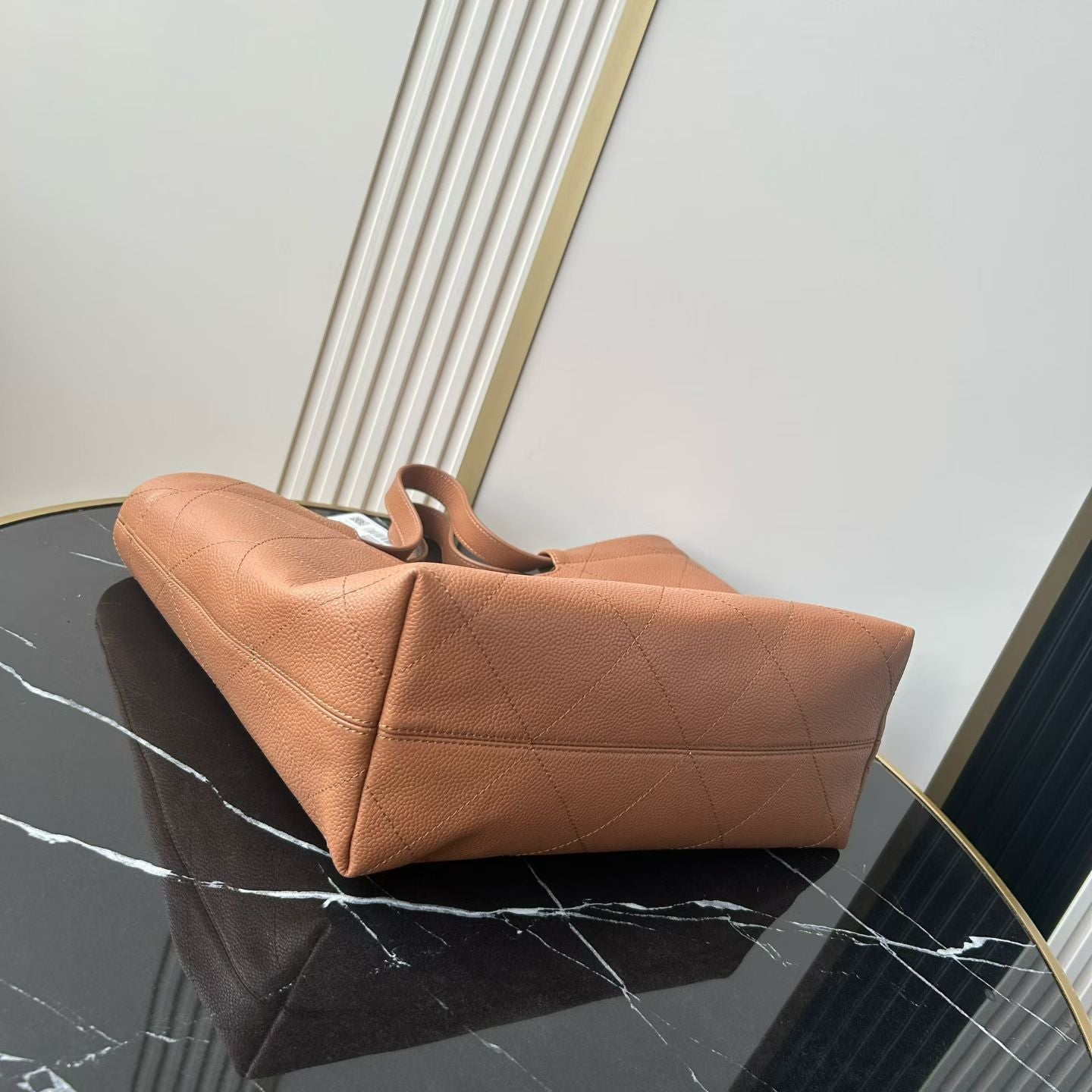 Chanel 2026 Preppy Tote Bag 30cm Brown And Black Grained Calfksin