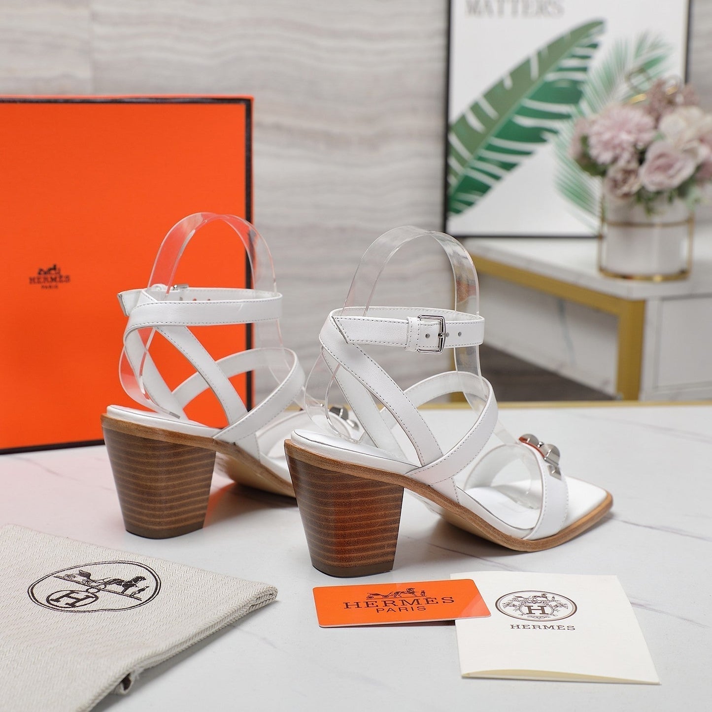 HM Ivresse 65 Sandal White Calfskin